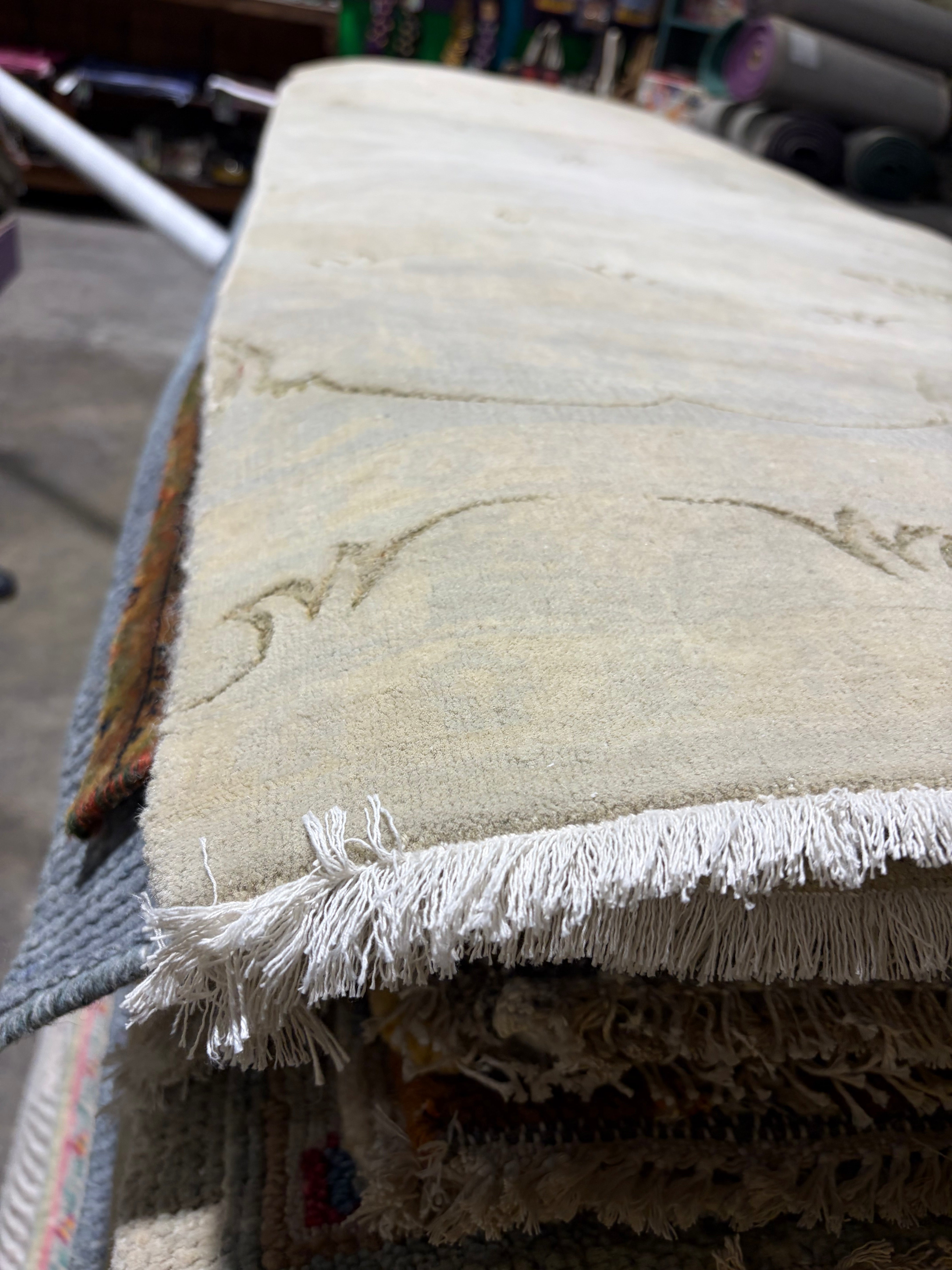 Richard Bloom Cream Hand-Knotted Modern Style Runner - Multiple Sizes
