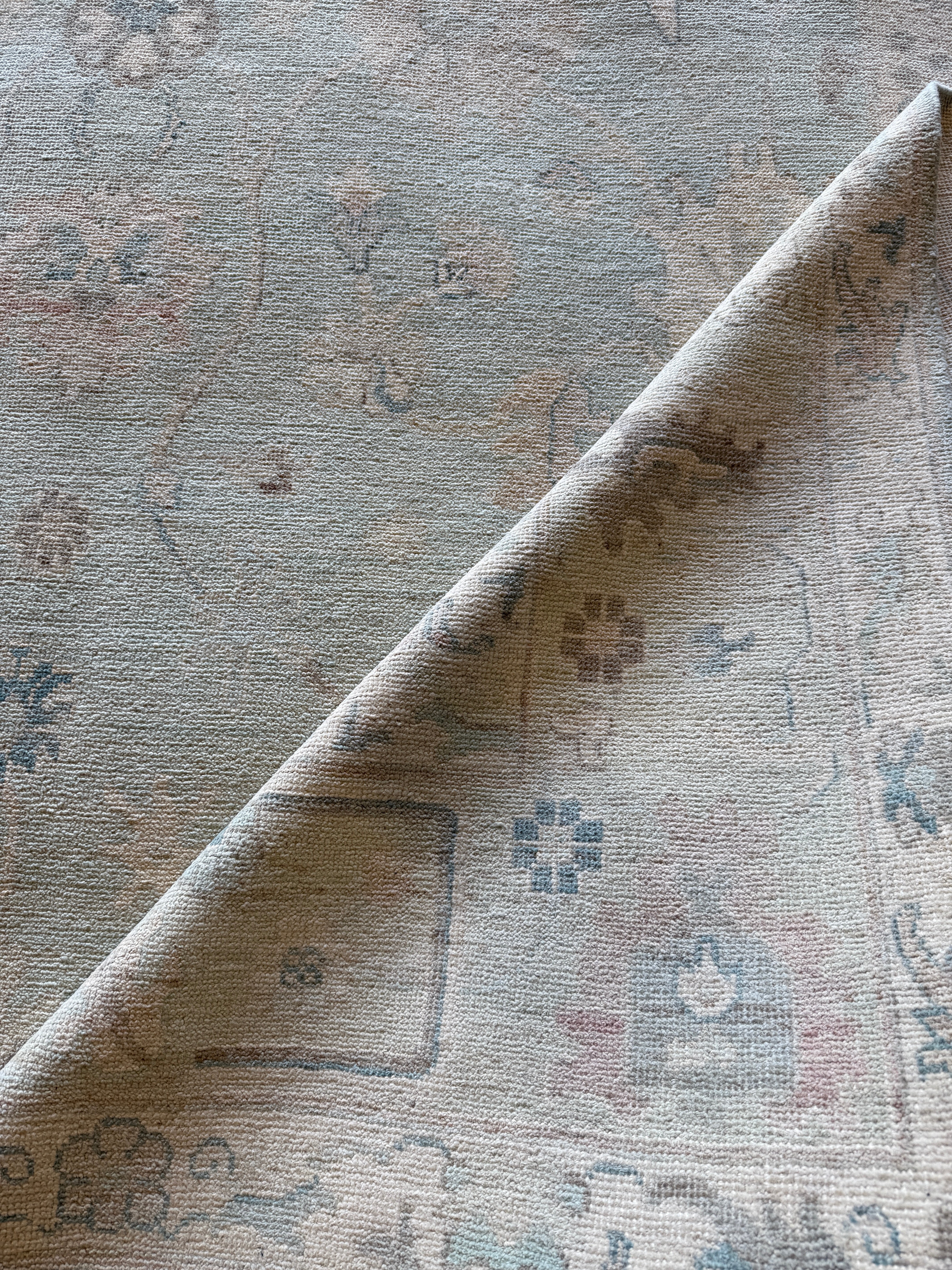 O'Hara Delaney 8.2x10.2 Light Blue Whitewashed Afghani Oushak