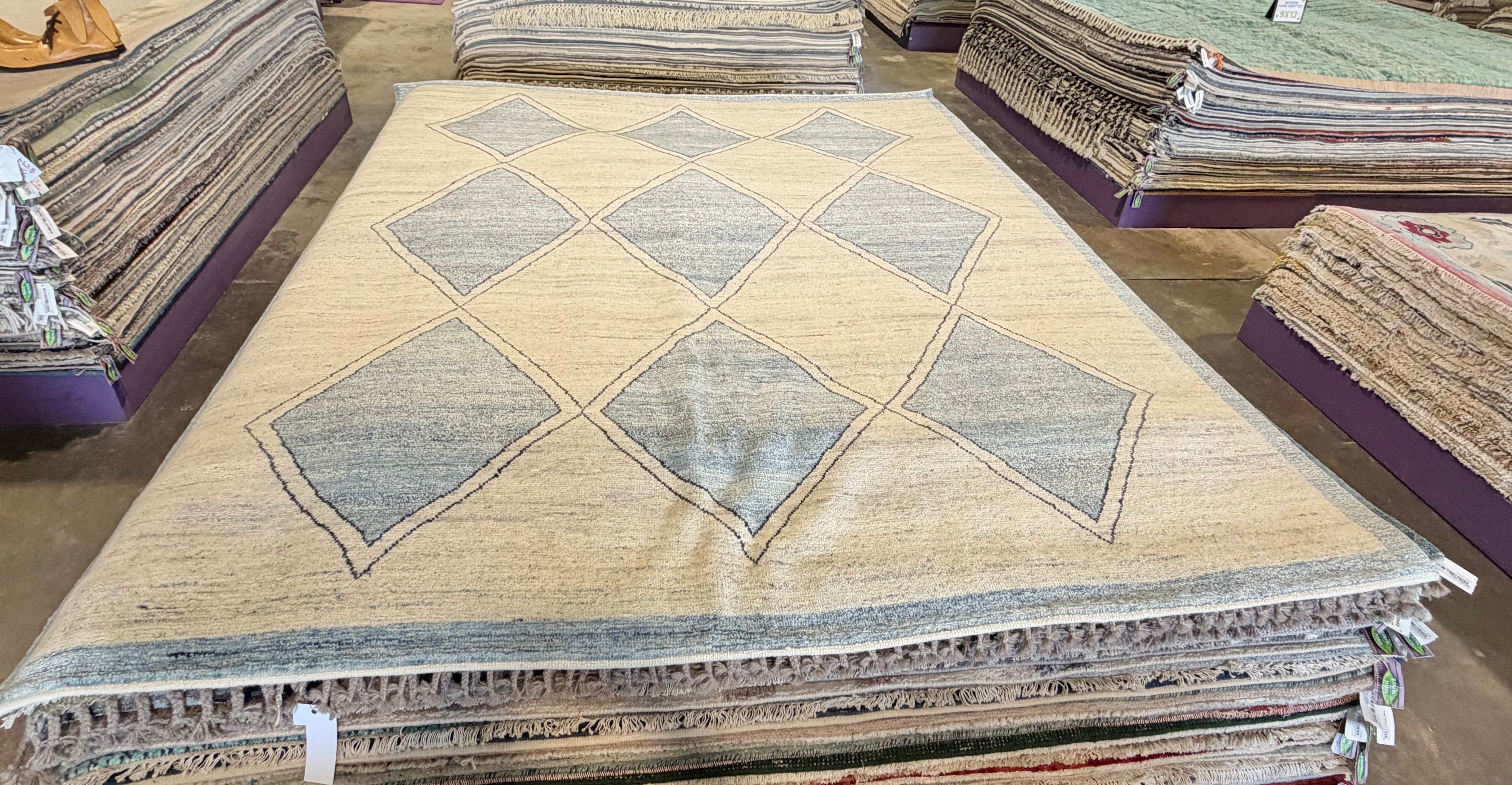 Warlock 8.3x10 Hand-Knotted Beige & Blue Modern