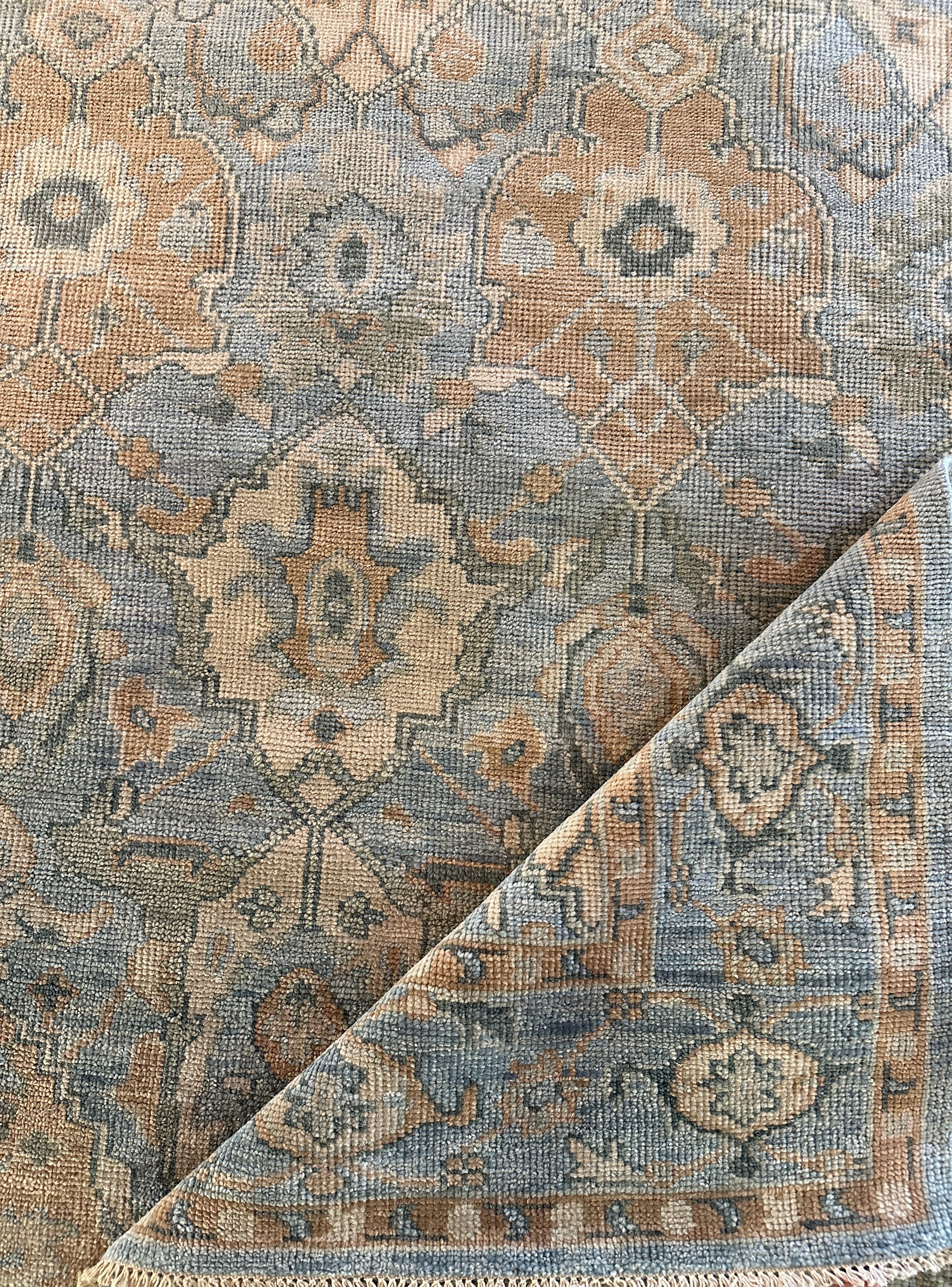 Nancy Lancaster 8.3x10 Light Blue Hand-Knotted Oushak Rug