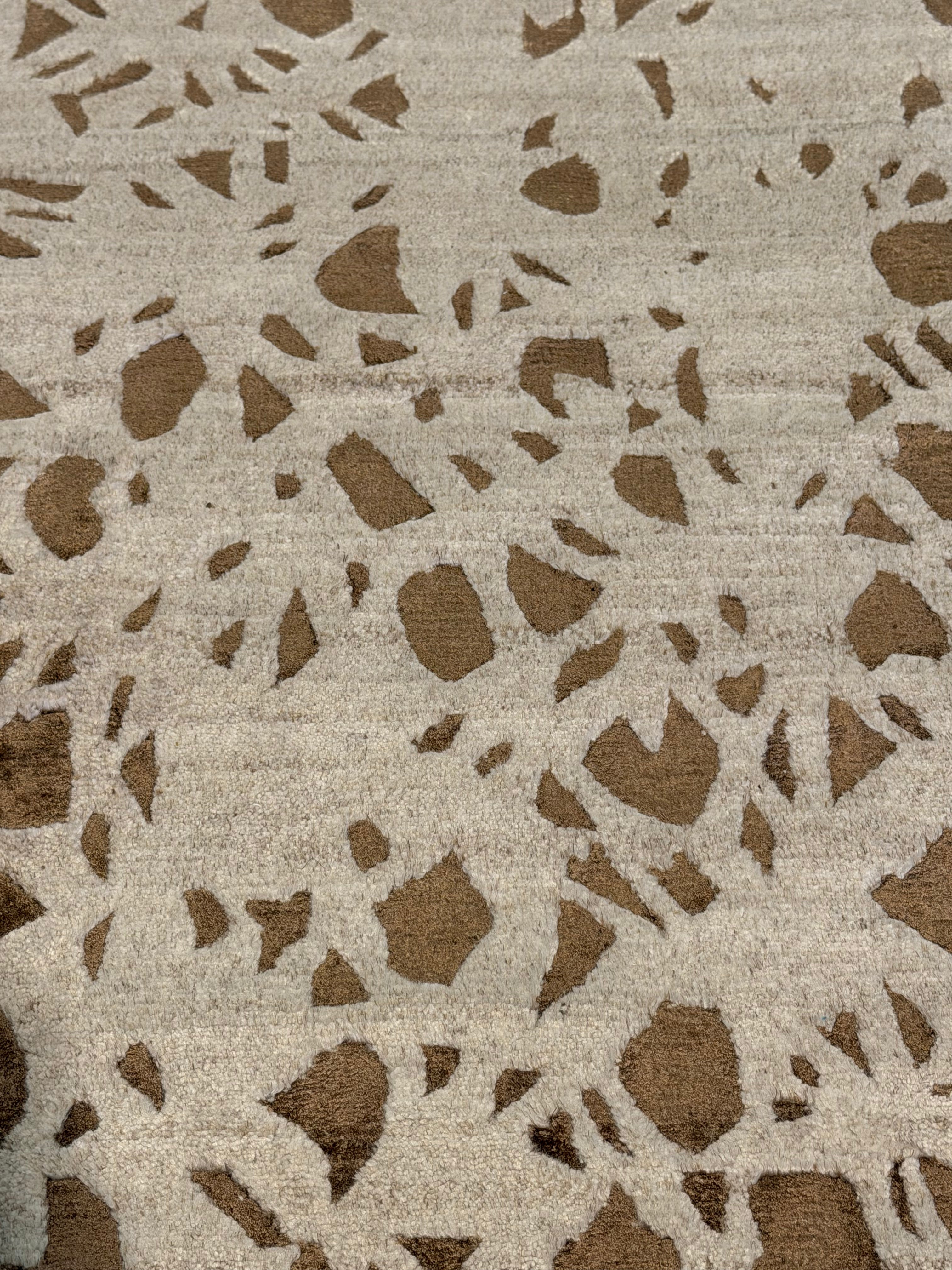 Timothy 8x10 Hand-Knotted Beige & Brown Abstract