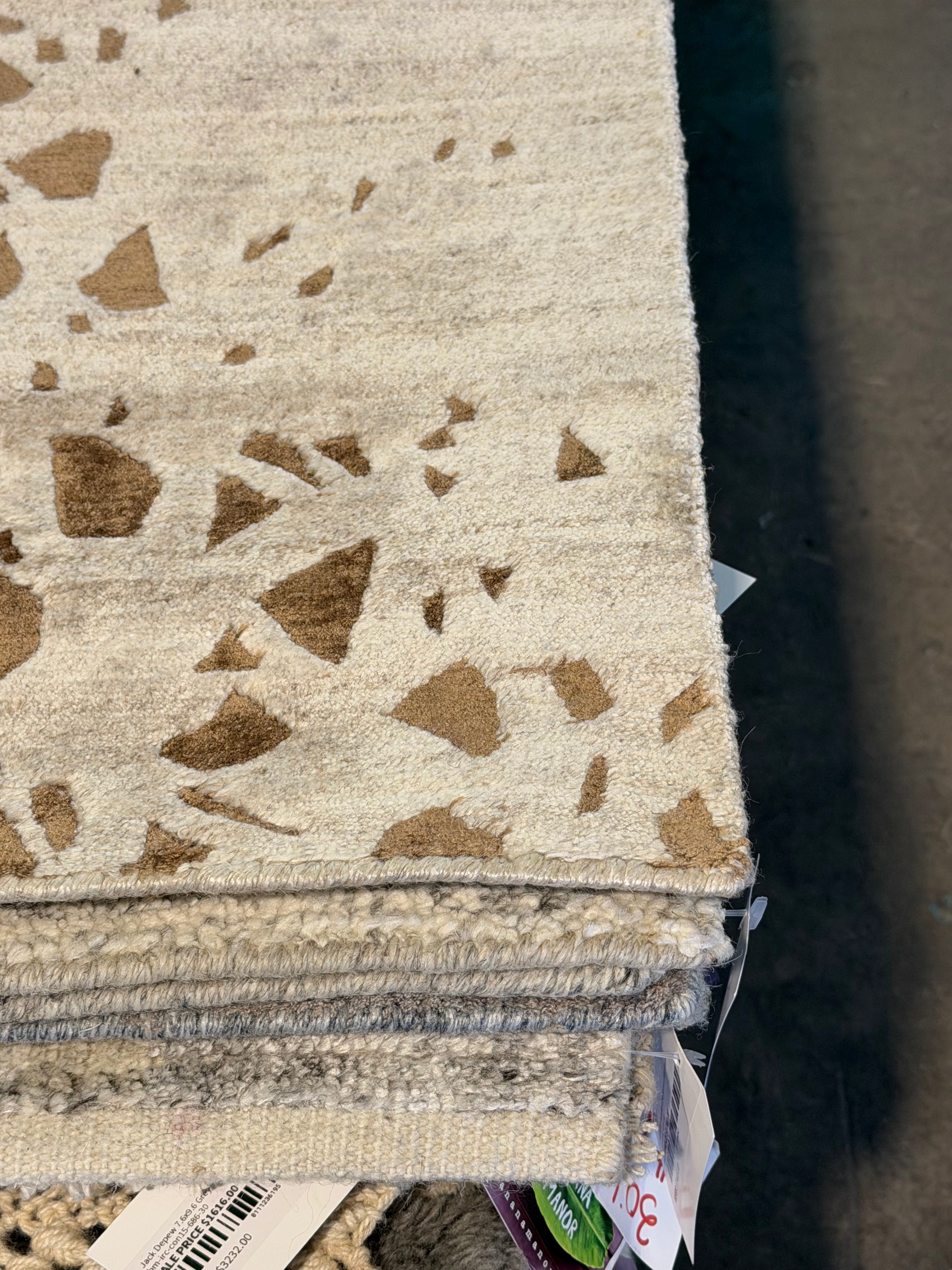 Timothy 8x10 Hand-Knotted Beige & Brown Abstract