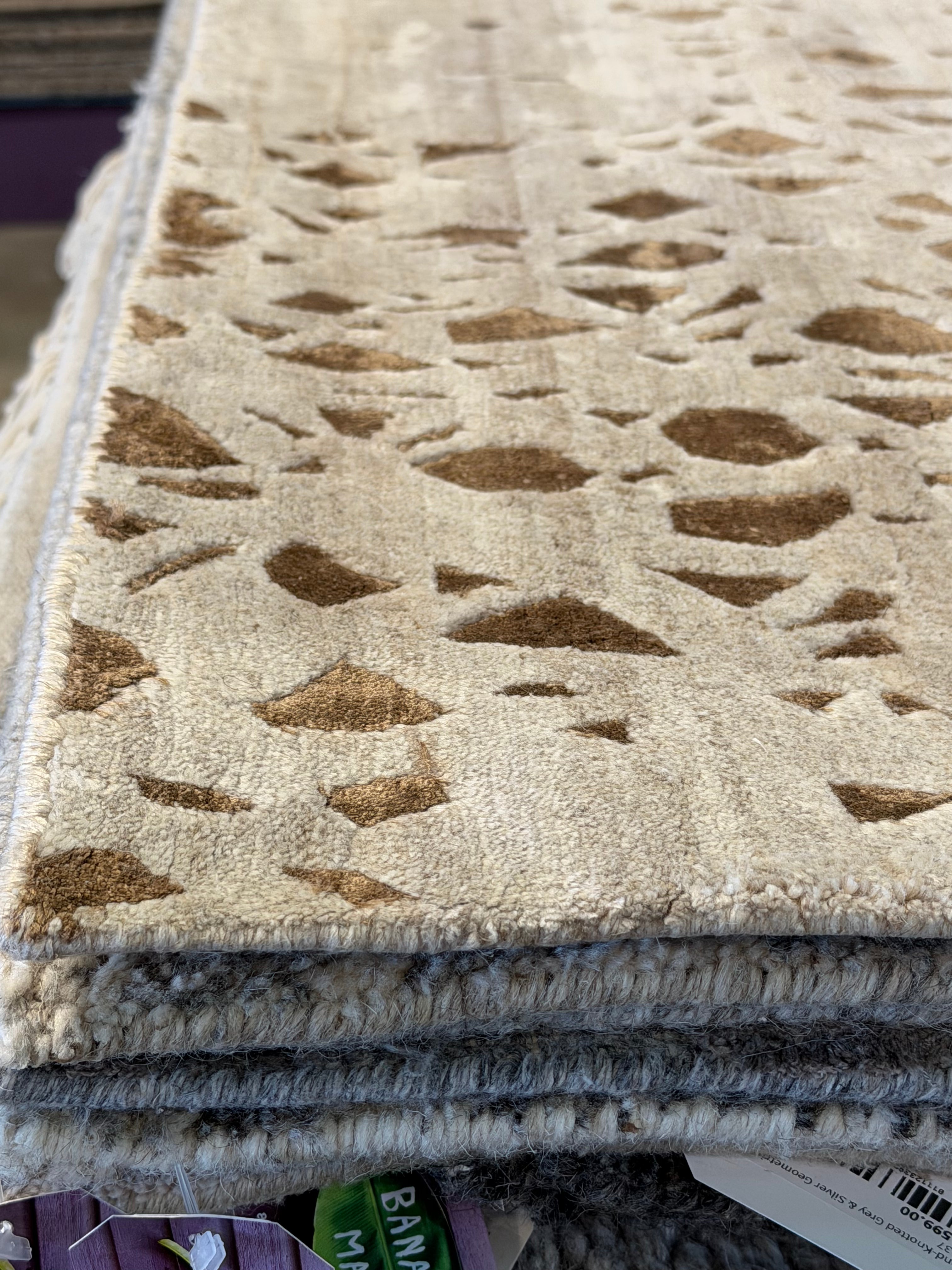 Timothy 8x10 Hand-Knotted Beige & Brown Abstract
