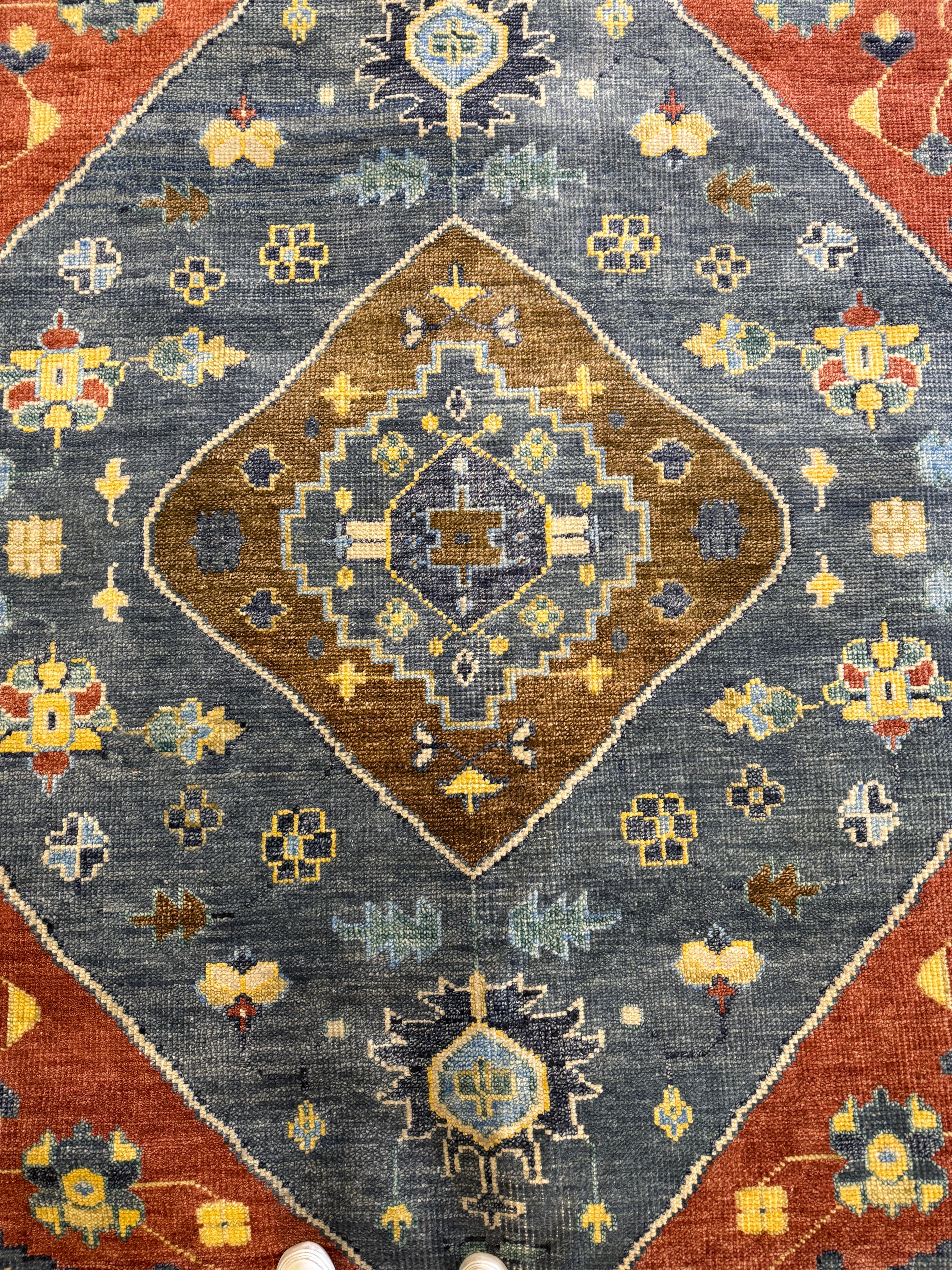 Sandy Gallin 9x12 Red and Ivory Hand-Knotted Oushak Rug - CLEARANCE 50% OFF