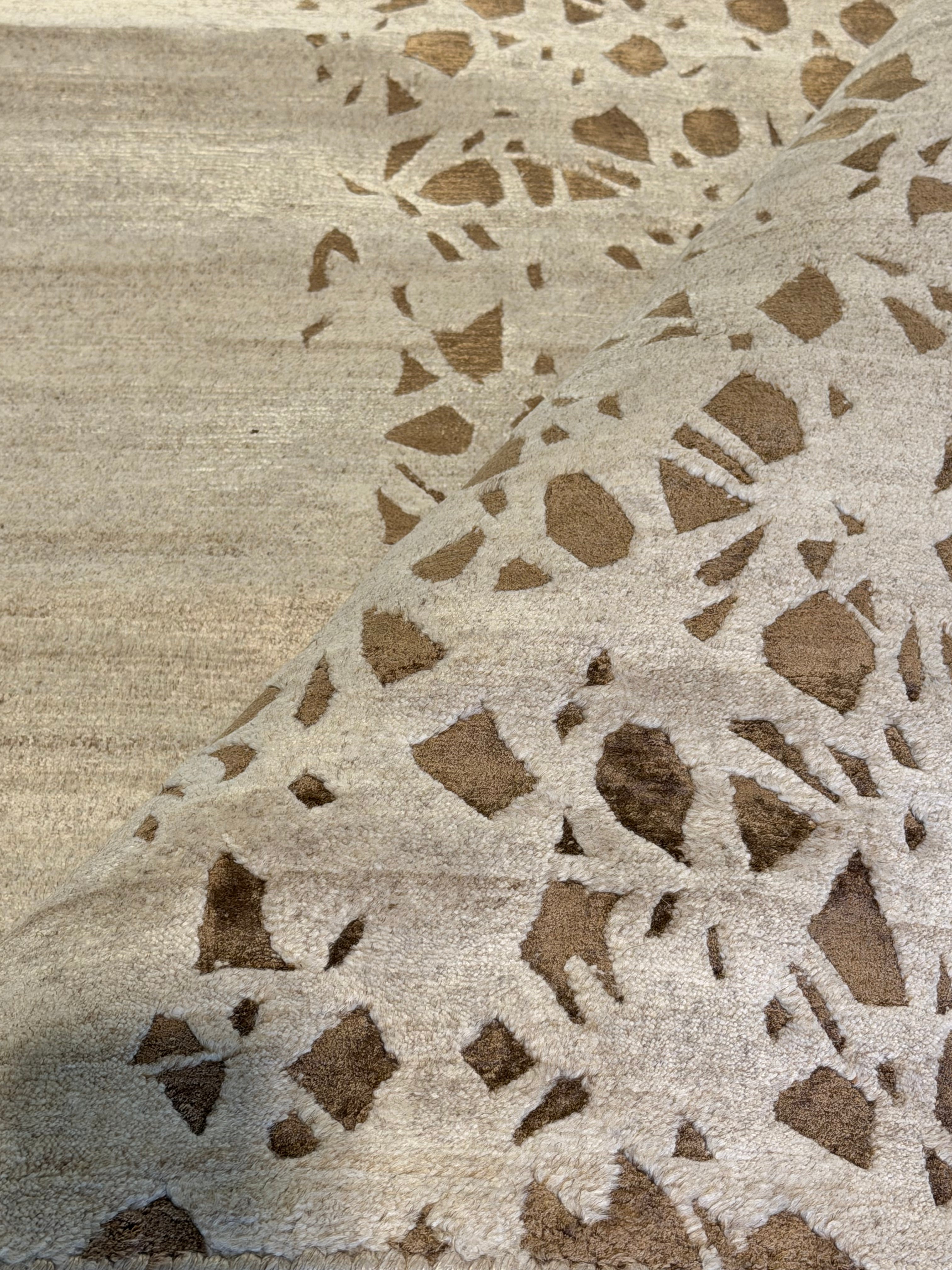 Timothy 8x10 Hand-Knotted Beige & Brown Abstract