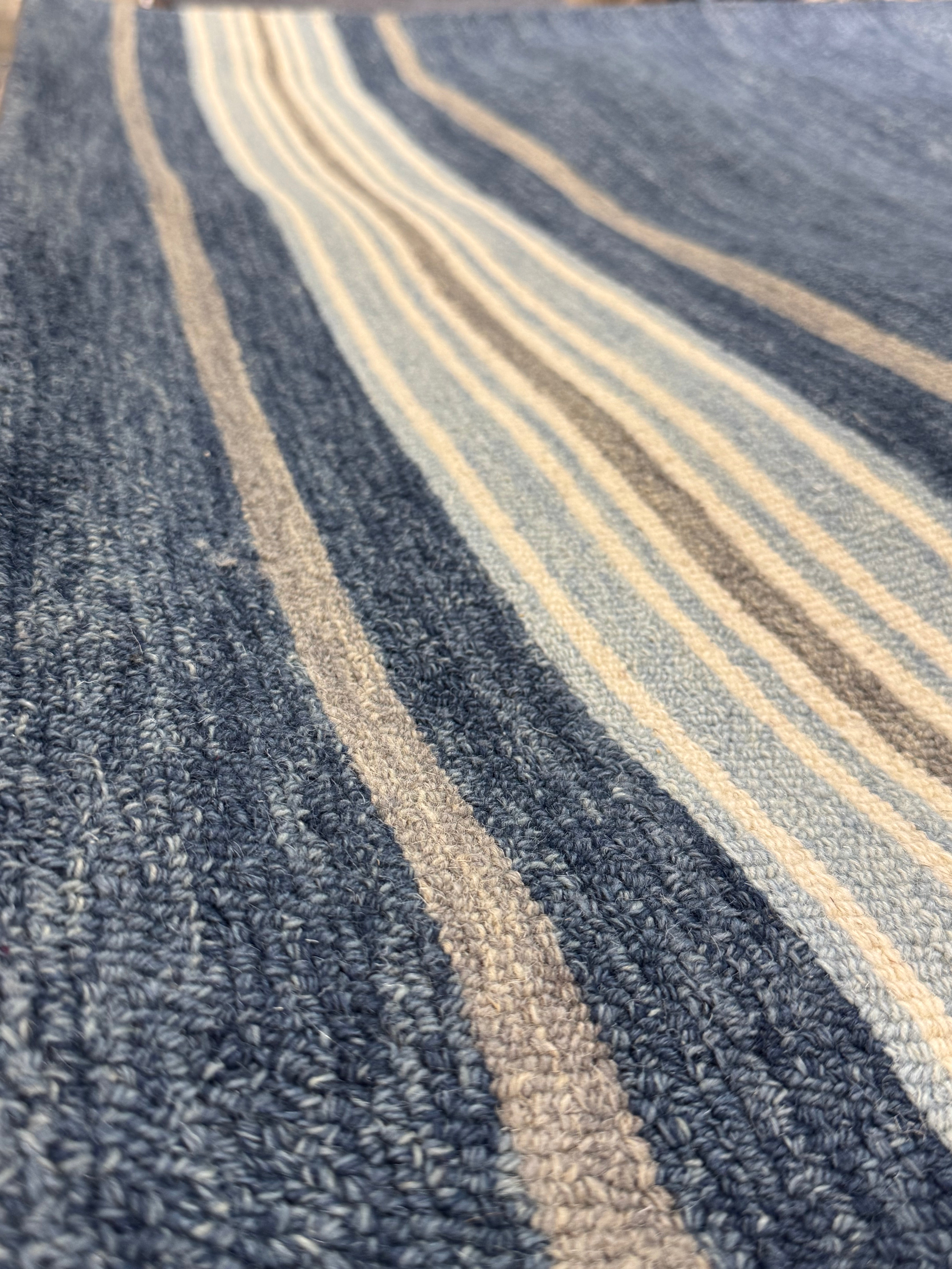 Aitana 5x8 Hand-Tufted Wool Blue Stripe