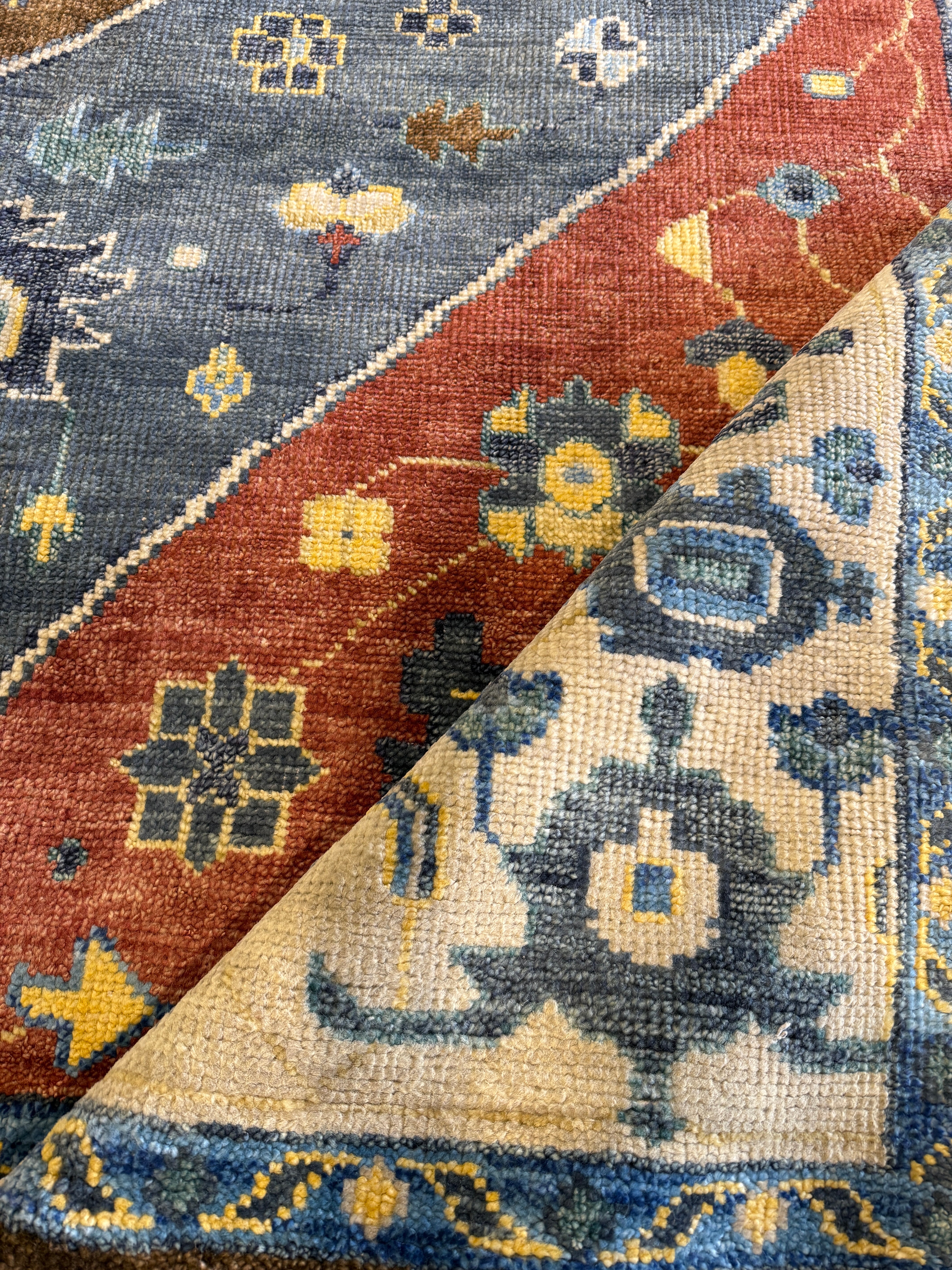 Sandy Gallin 9x12 Red and Ivory Hand-Knotted Oushak Rug - CLEARANCE 50% OFF