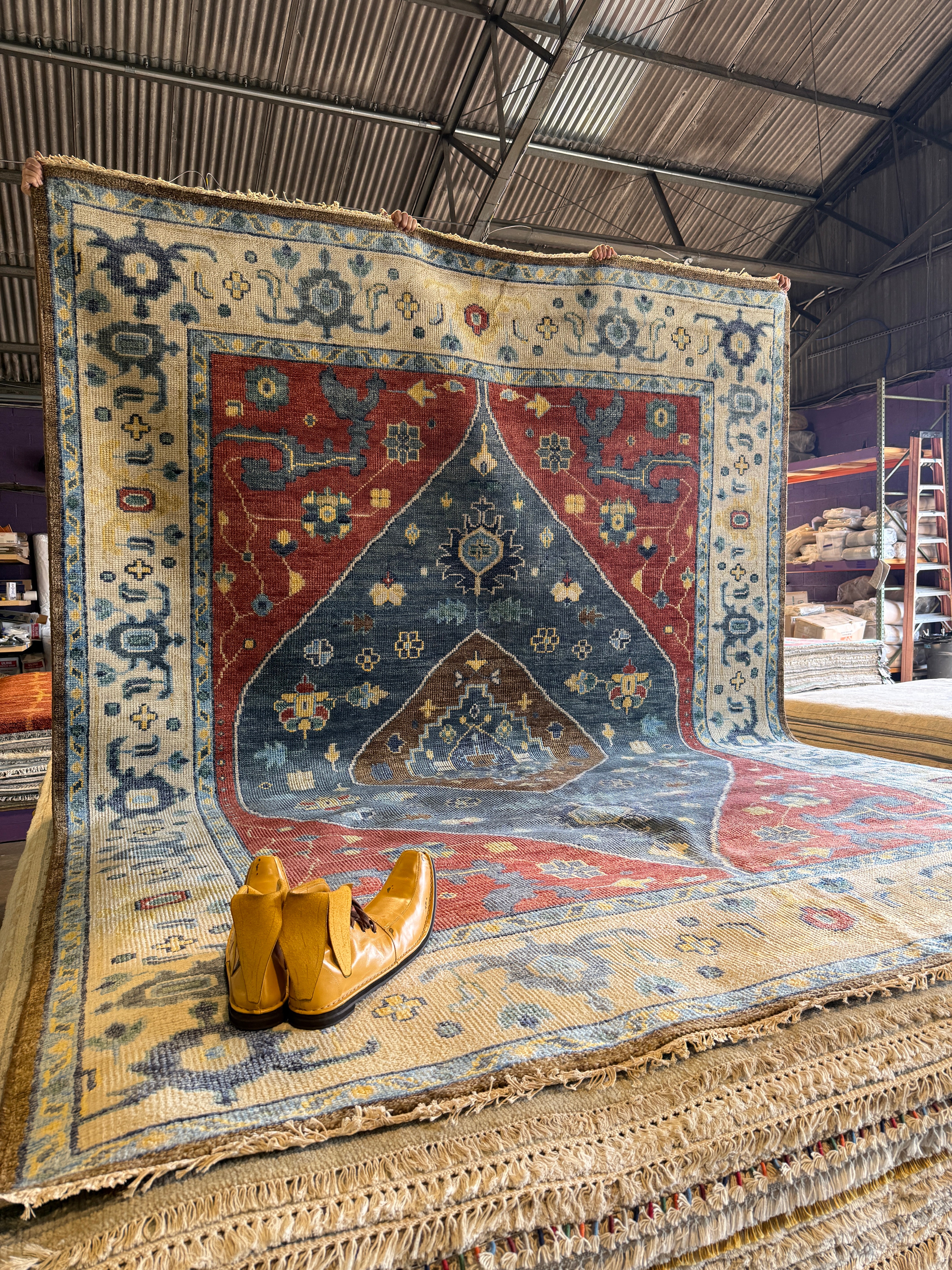 Sandy Gallin 9x12 Red and Ivory Hand-Knotted Oushak Rug - CLEARANCE 50% OFF