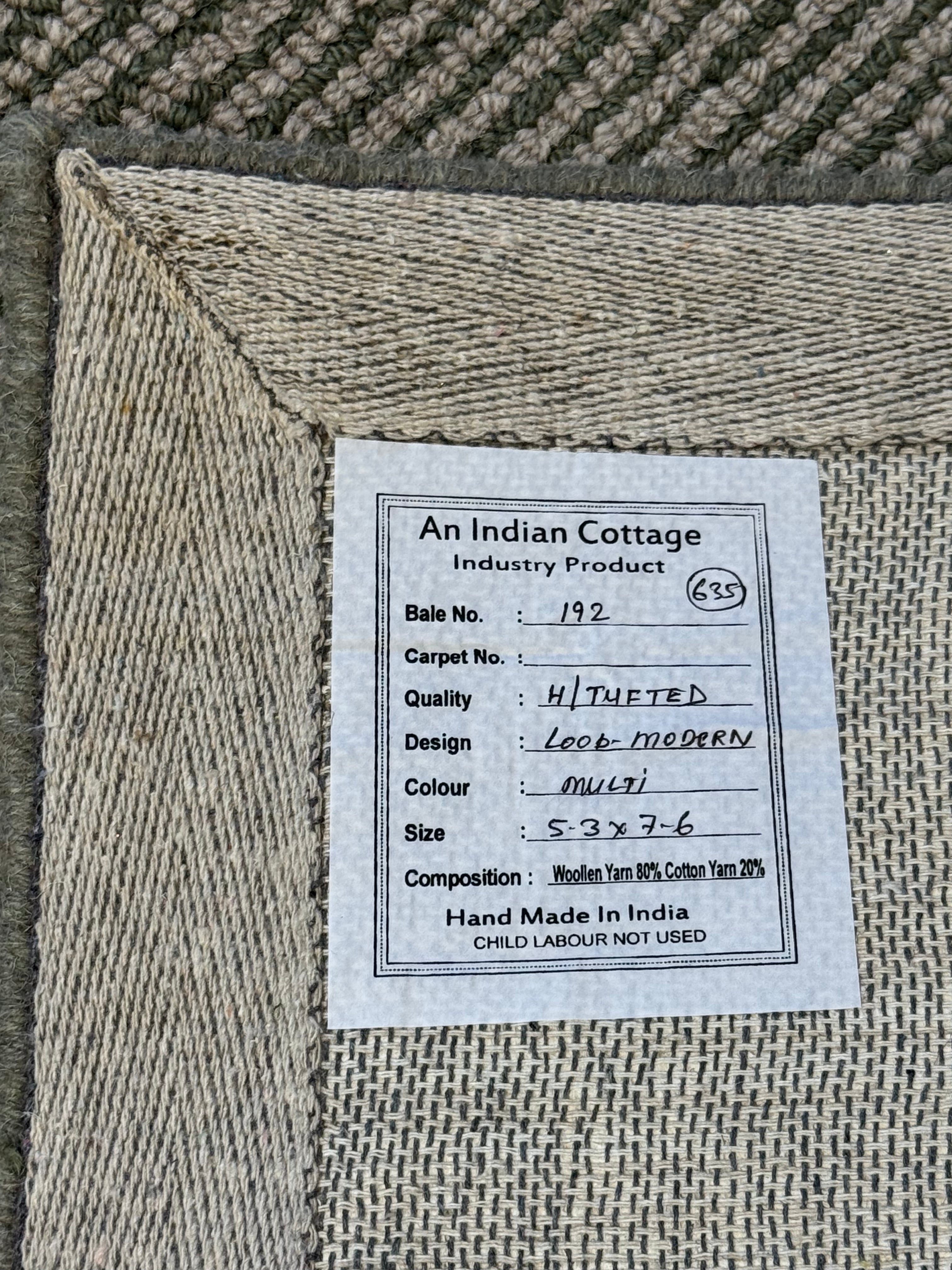 One Eyed Jacks 5.3x7.6 Hand-Tufted Brown Mix Loop Cut