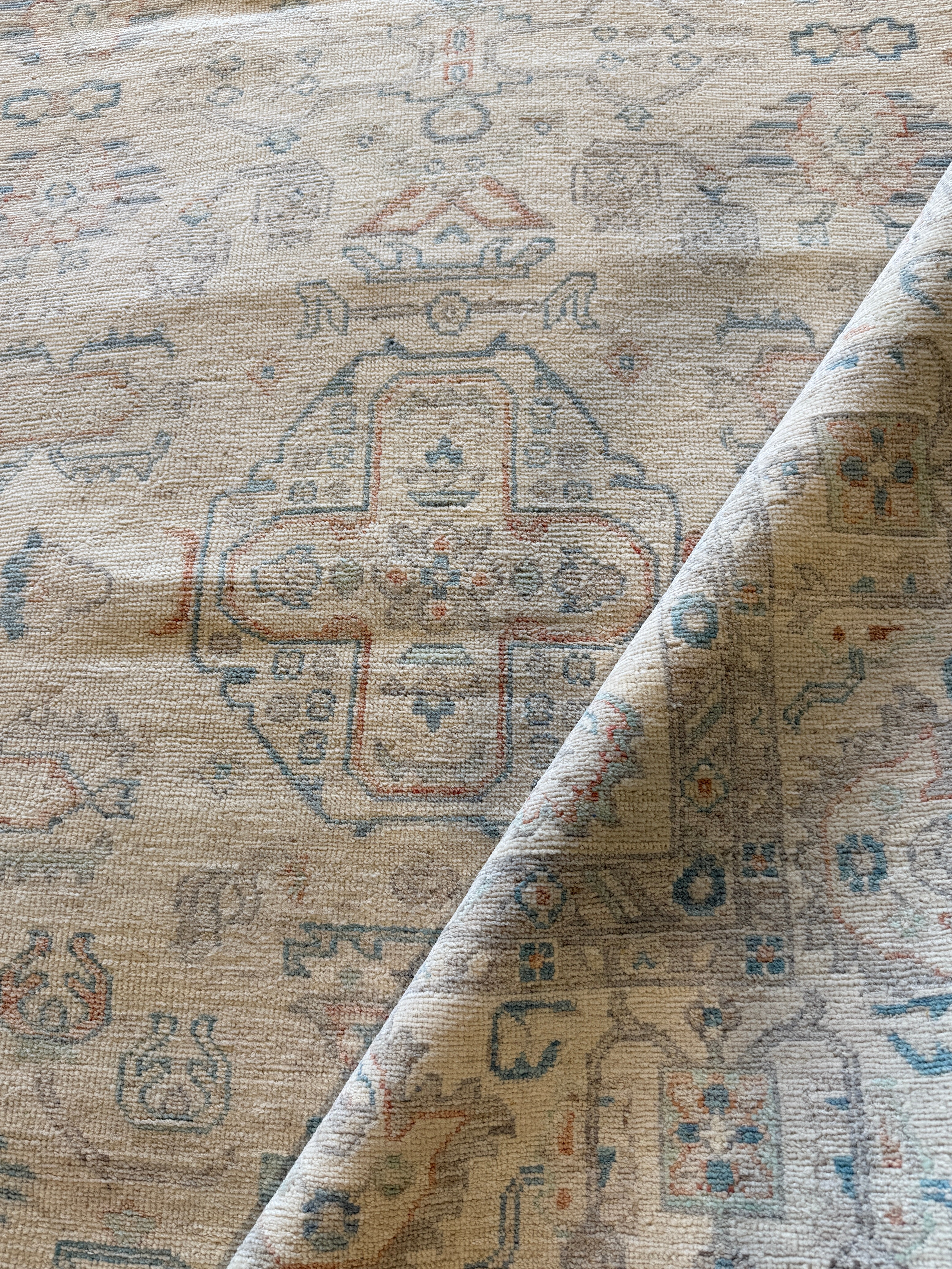 Emily Barber 7.11x10.3 Cream Whitewashed Afghani Oushak