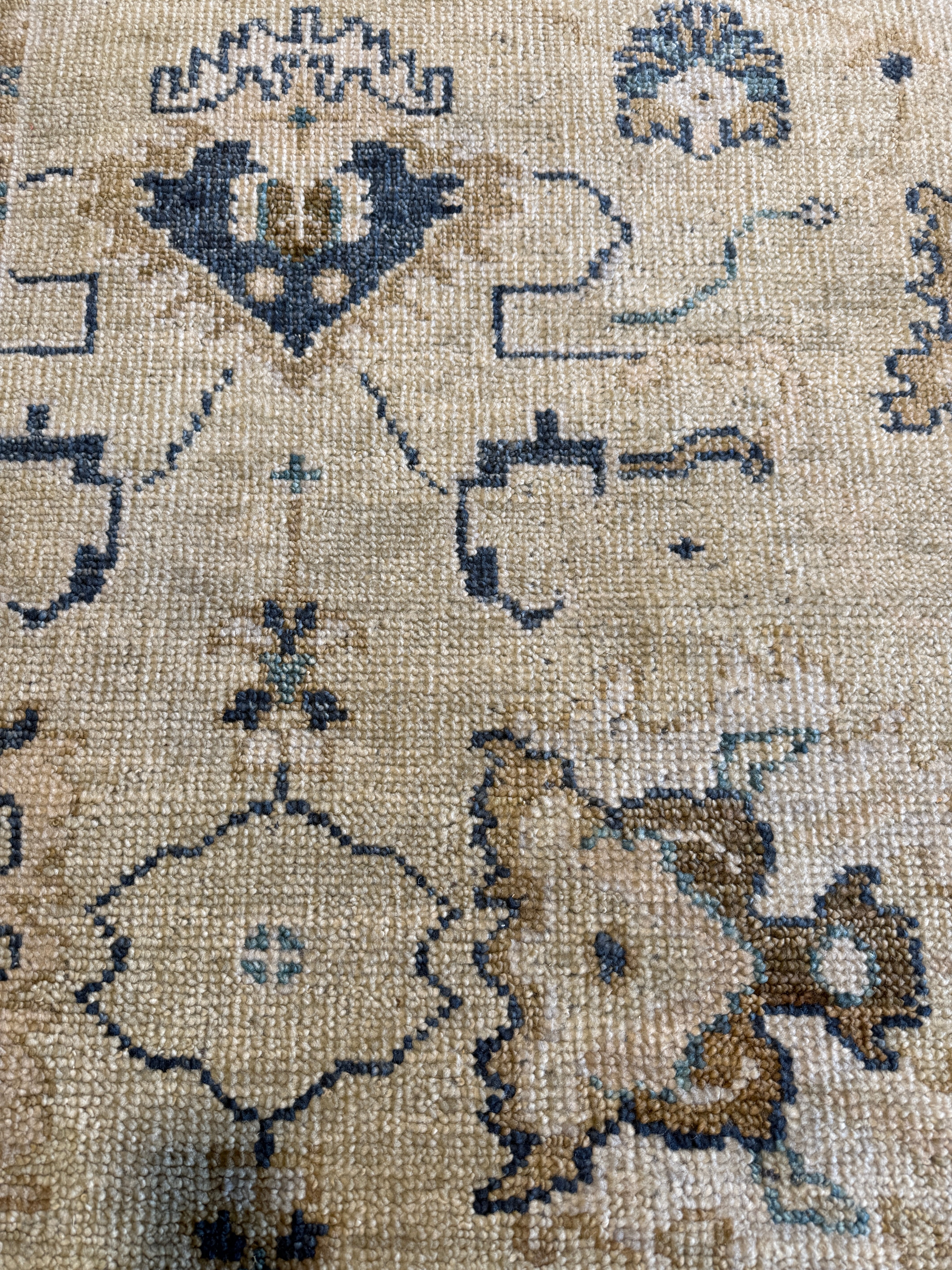 Clara Cleymans 9x12 Light Gold and Beige Hand-Knotted Oushak Rug