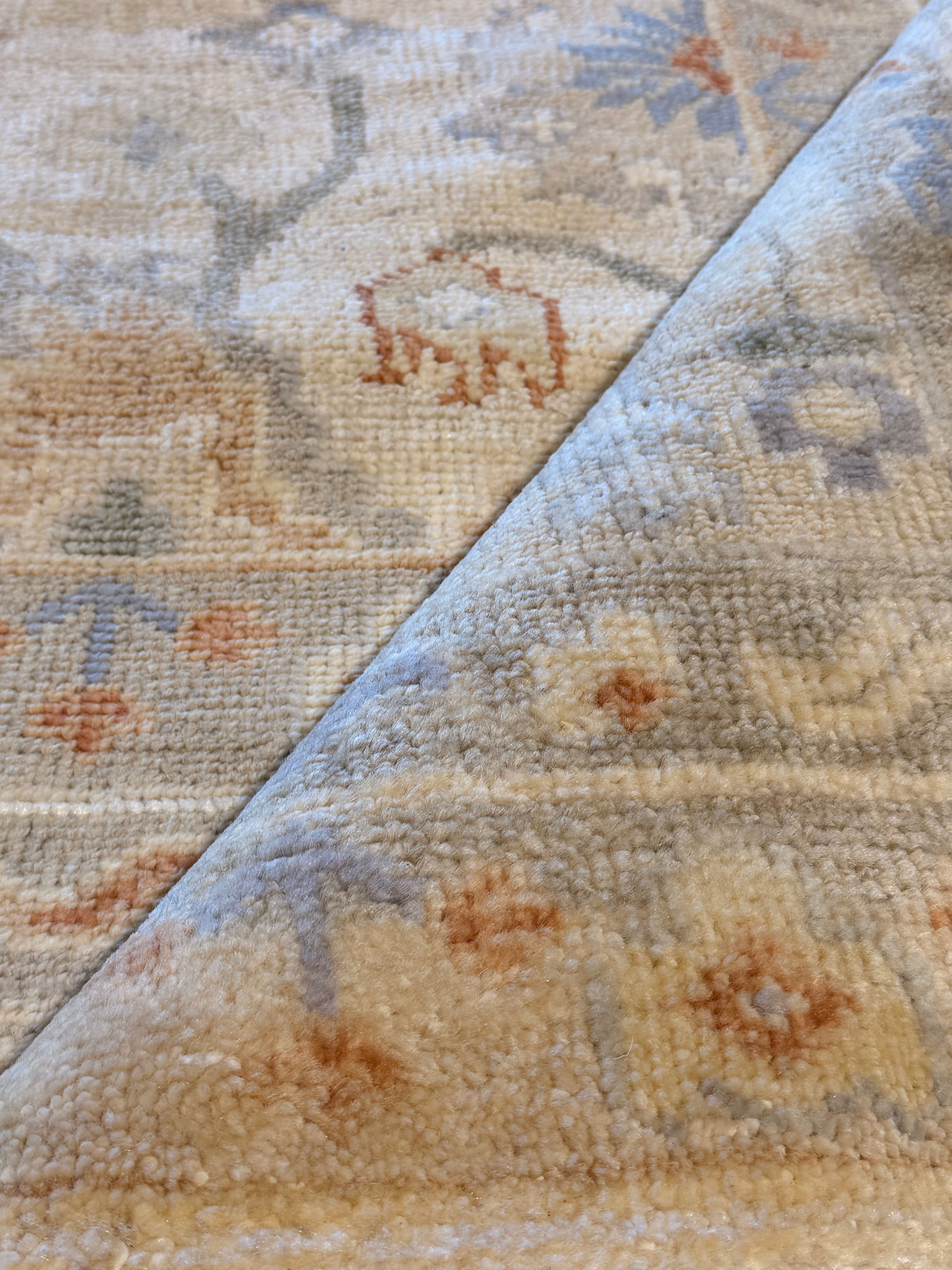 Lesley-Ann Brandt 8.3x10 Hand-Knotted Oushak Rug Ivory and Tan