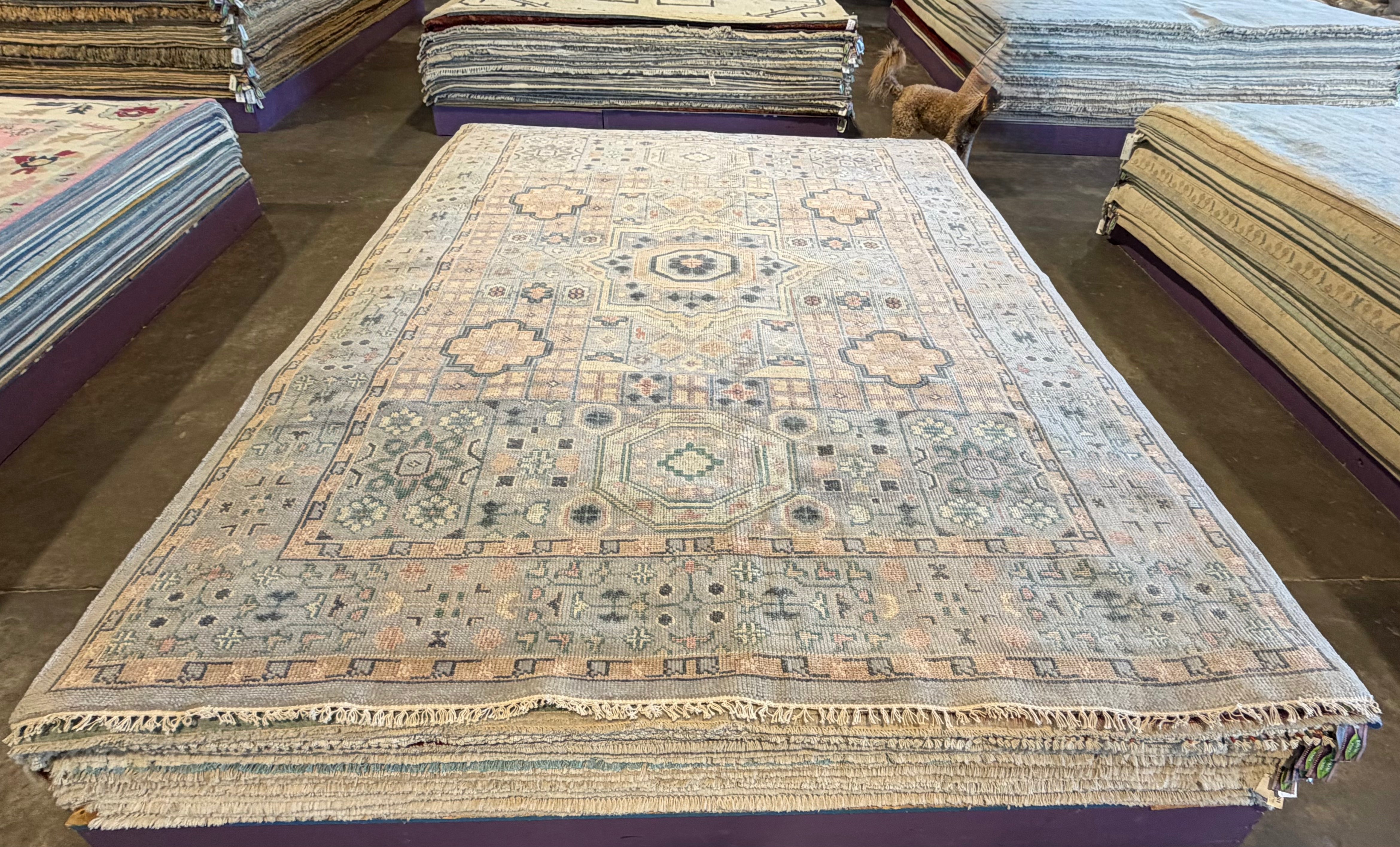 Brigid Berlin 9x12.3 Grey Hand-Knotted Oushak Rug