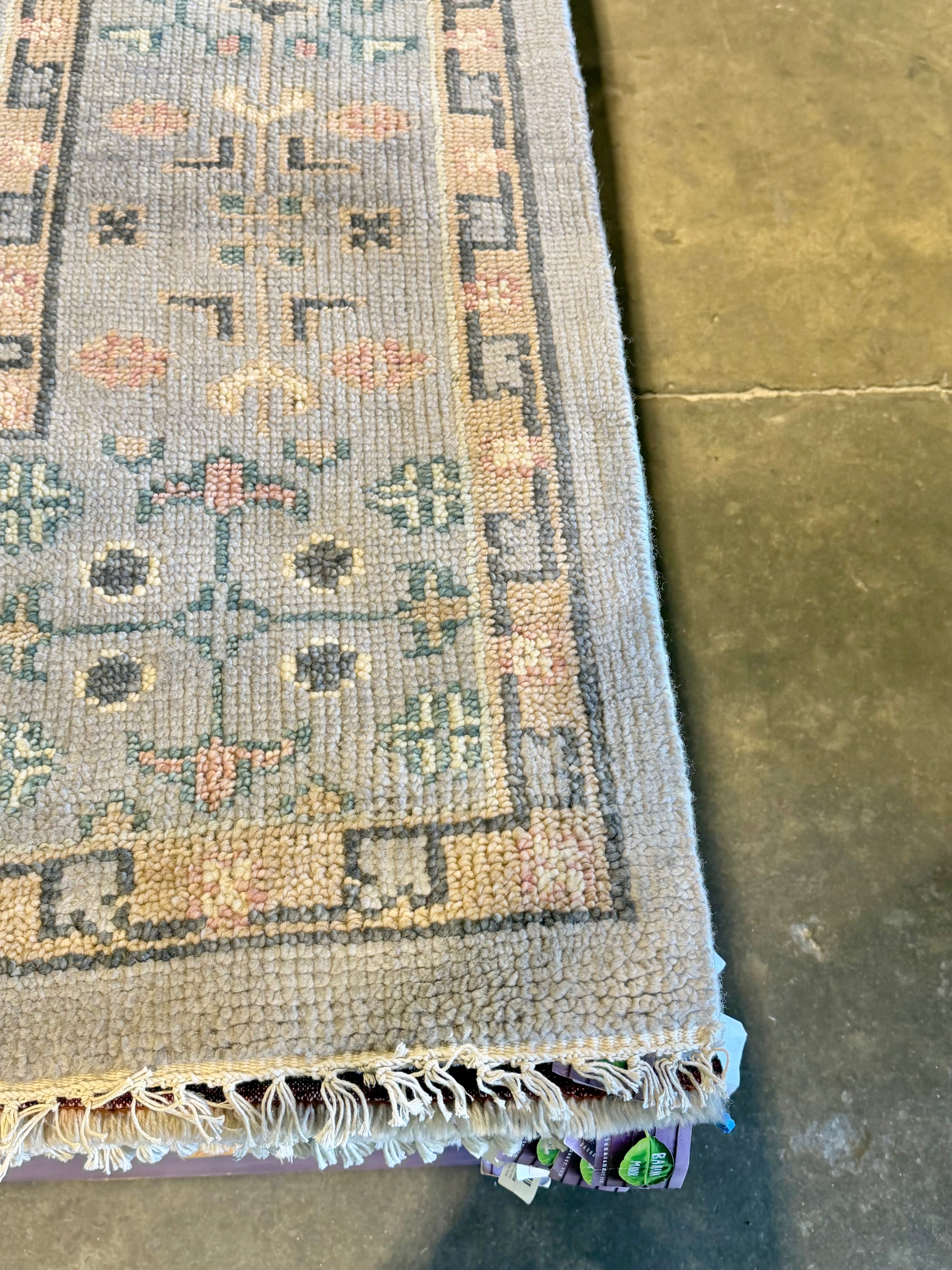Brigid Berlin 9x12.3 Grey Hand-Knotted Oushak Rug
