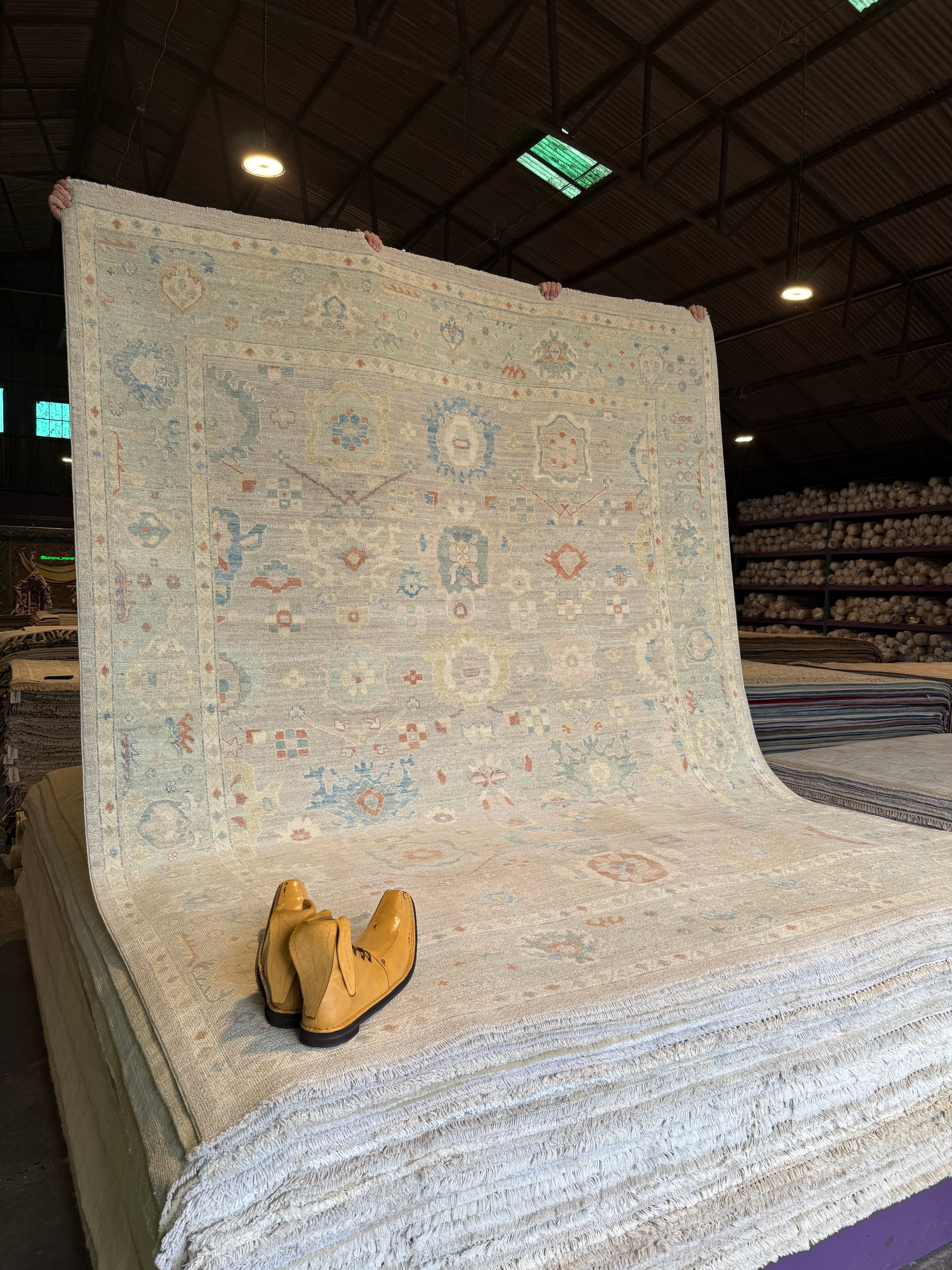 Jennifer Noble 7.11x9.9 Light Blue Whitewashed Afghani Oushak