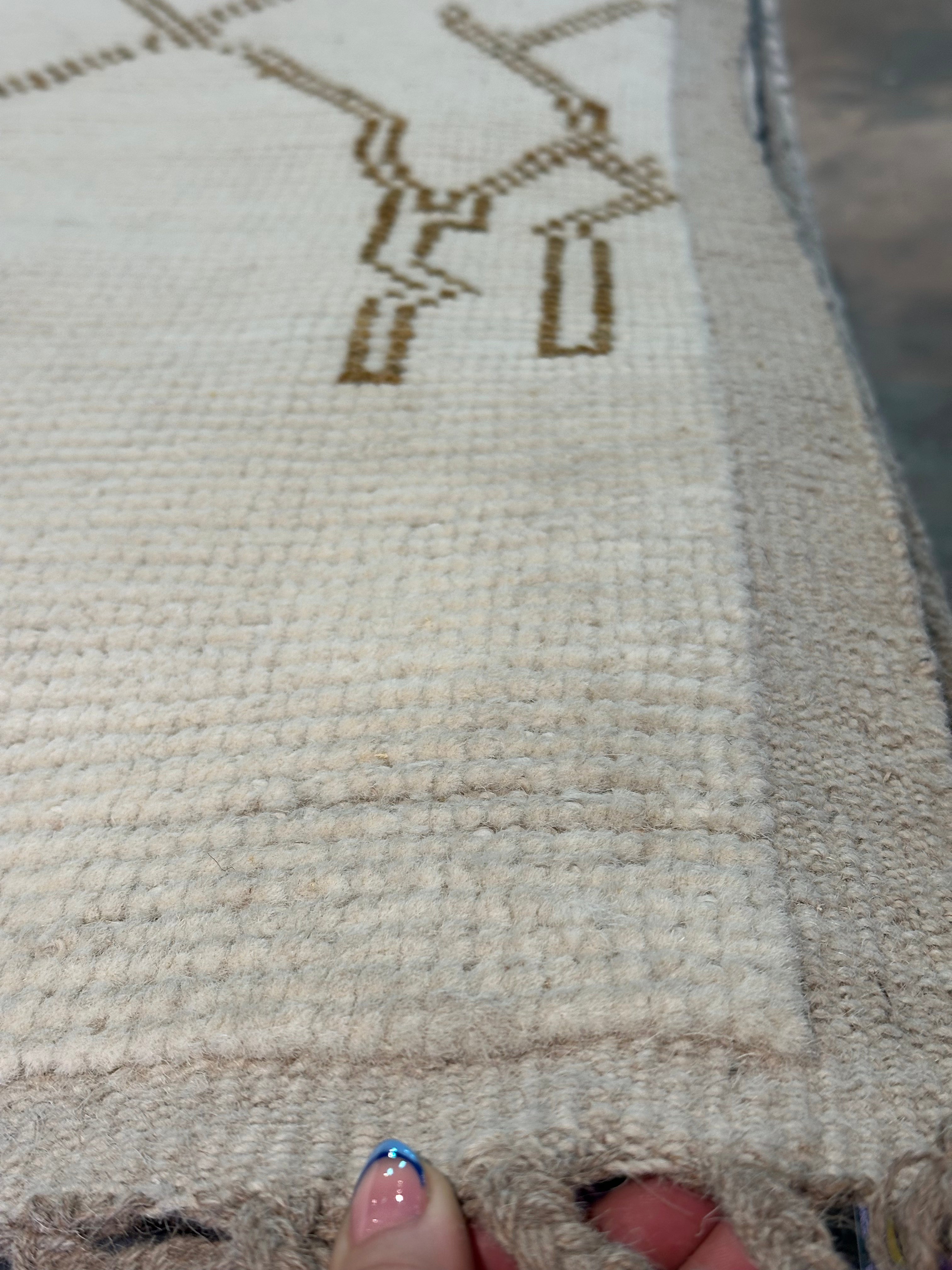 Carl Sandino Moreno 8.1x10.5 Cream Hand-Knotted Afghani Moroccan Style Rug