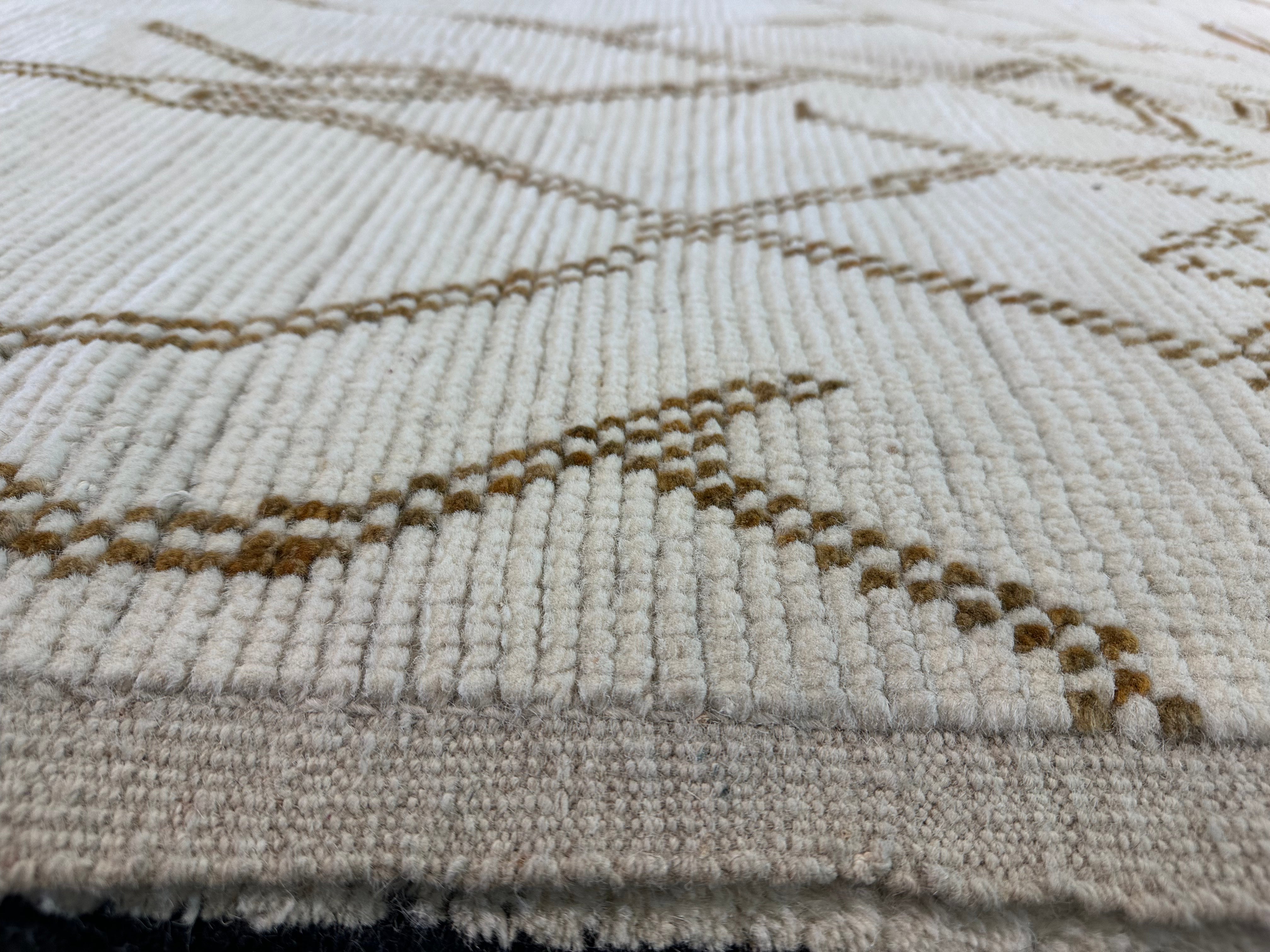 Carl Sandino Moreno 8.1x10.5 Cream Hand-Knotted Afghani Moroccan Style Rug