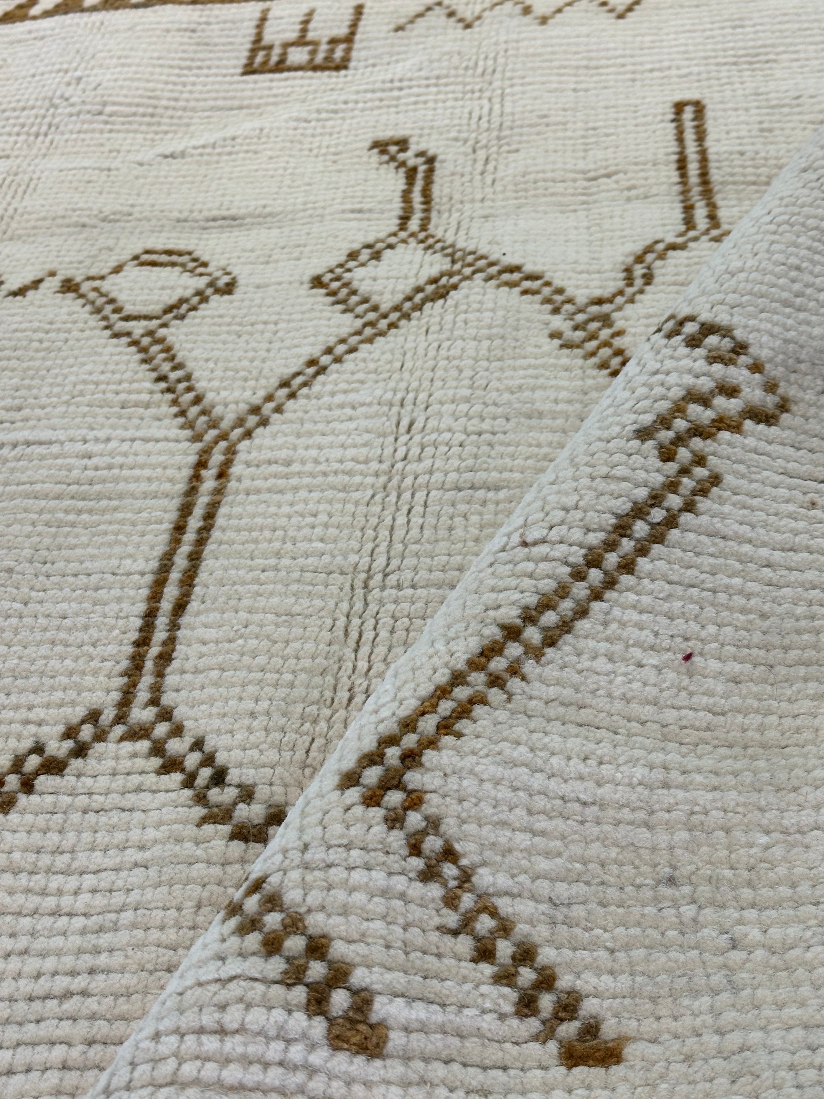 Carl Sandino Moreno 8.1x10.5 Cream Hand-Knotted Afghani Moroccan Style Rug