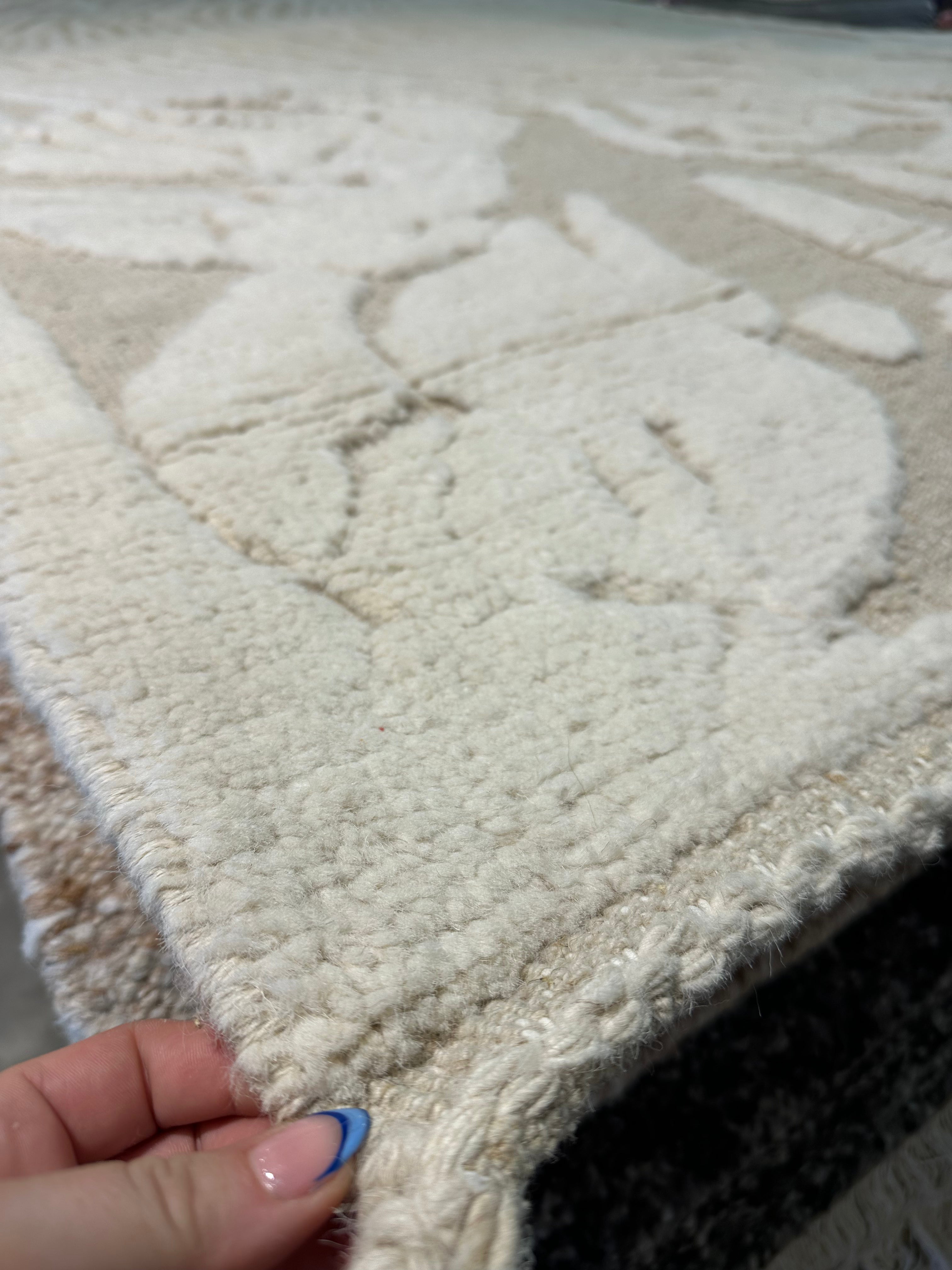 Sullen Owens-Bender 9.4x12.1 Cream Hand-Knotted Afghani Moroccan Style Rug
