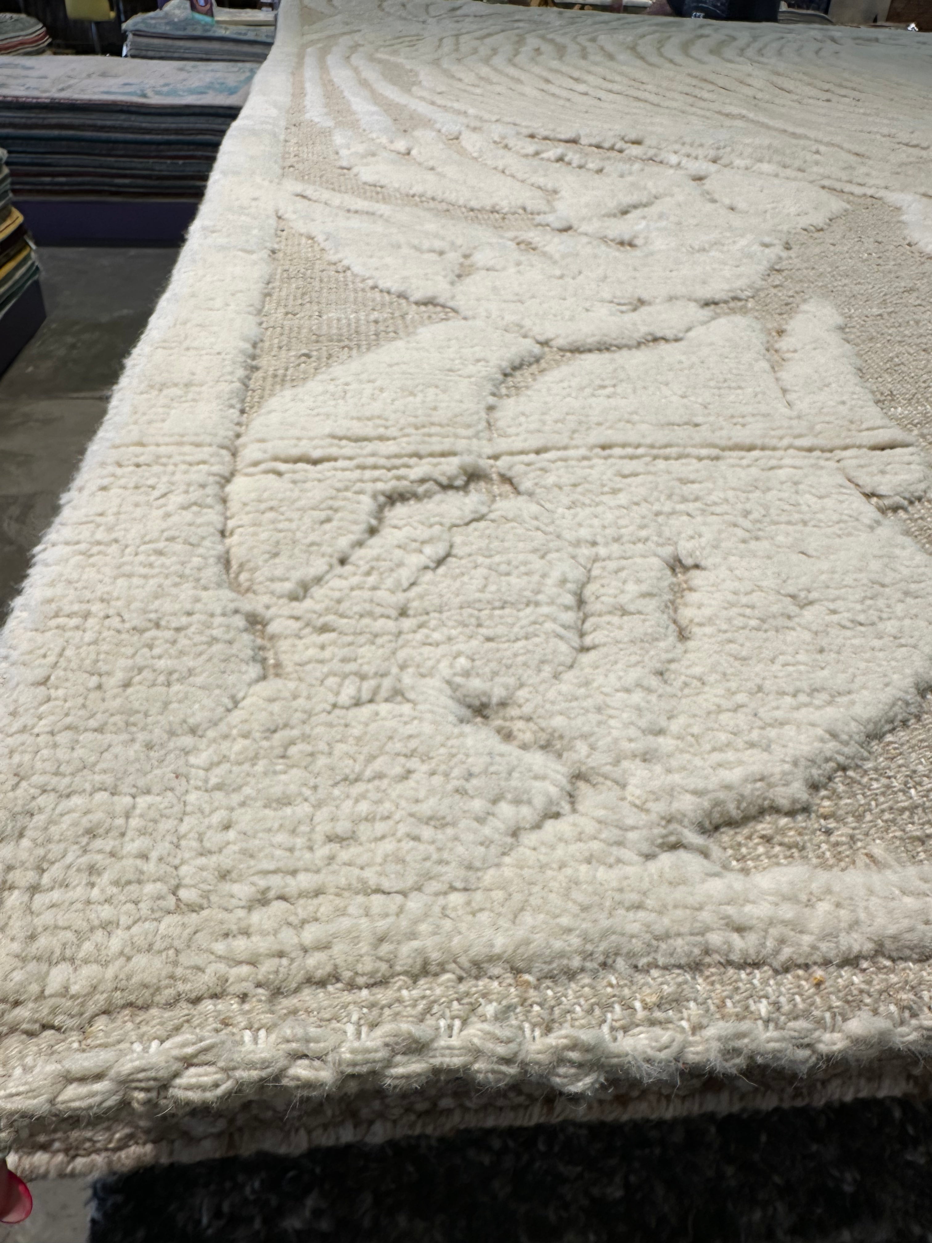 Sullen Owens-Bender 9.4x12.1 Cream Hand-Knotted Afghani Moroccan Style Rug