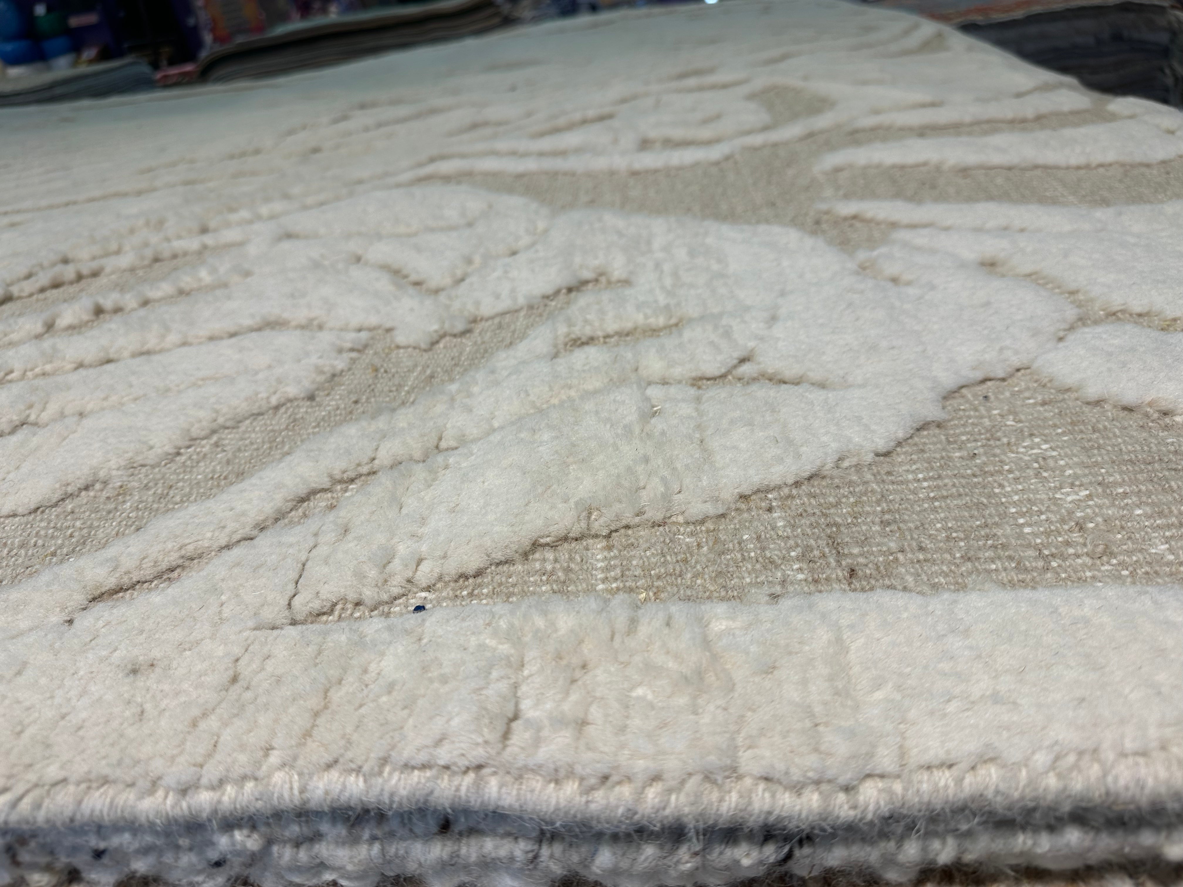 Sullen Owens-Bender 9.4x12.1 Cream Hand-Knotted Afghani Moroccan Style Rug