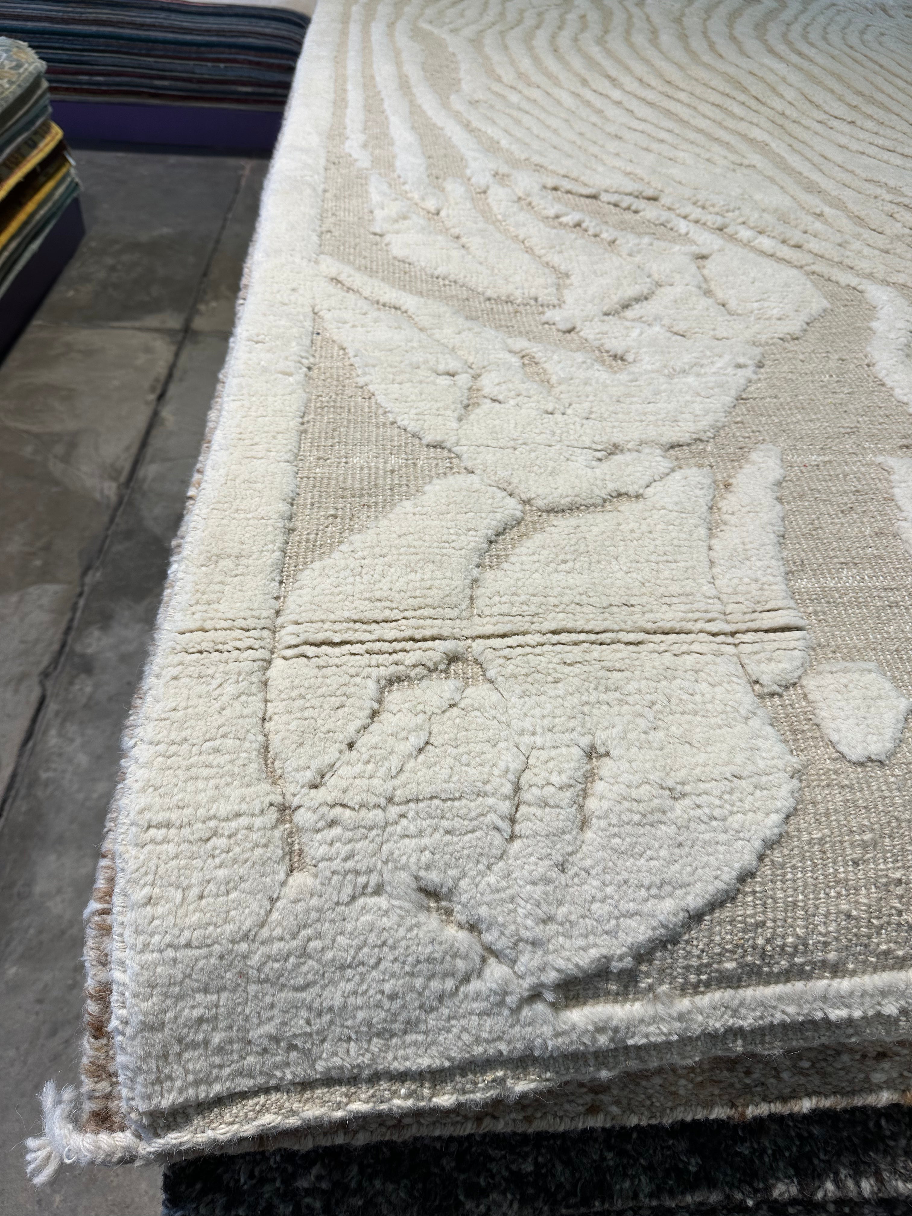 Sullen Owens-Bender 9.4x12.1 Cream Hand-Knotted Afghani Moroccan Style Rug
