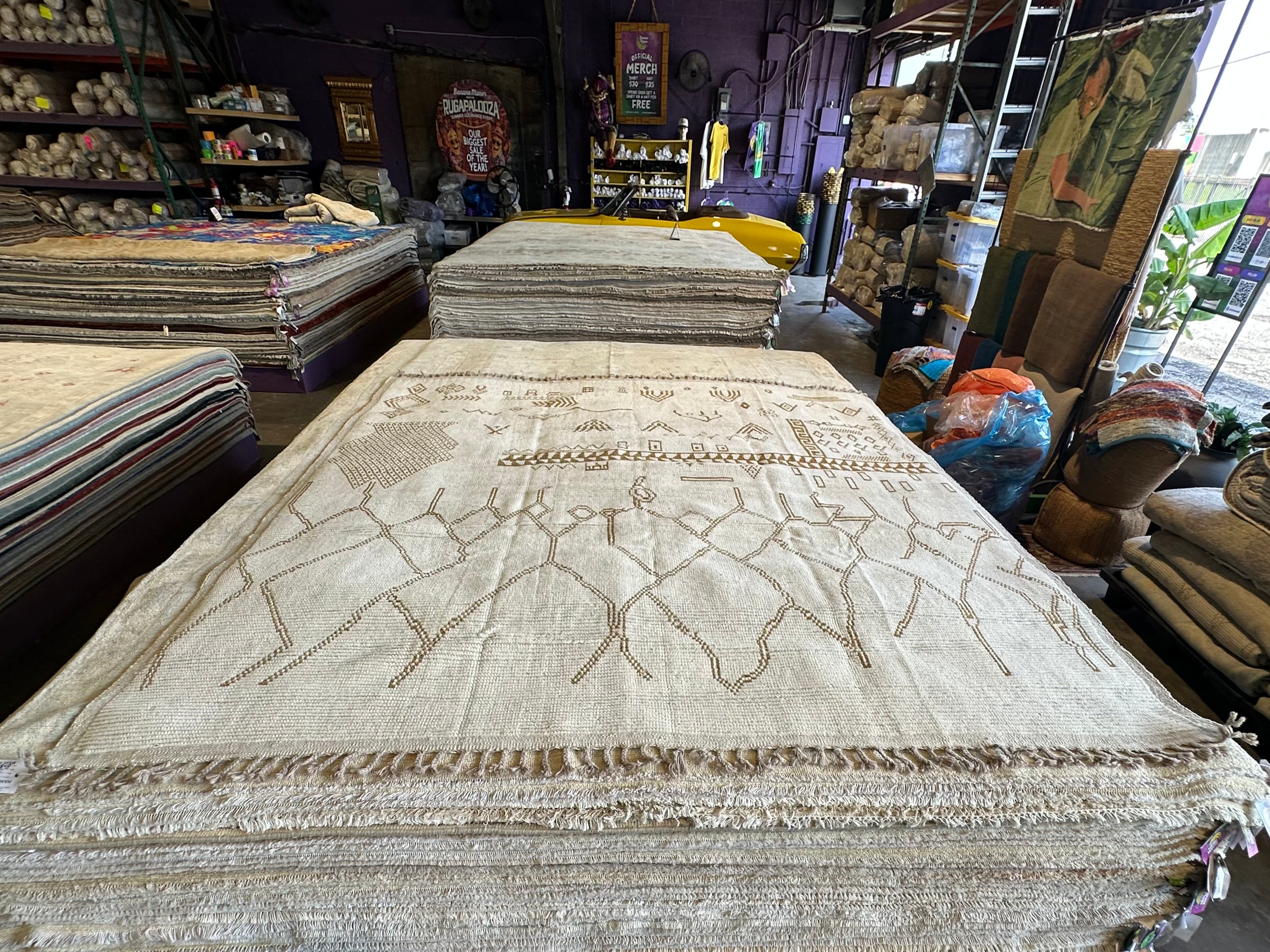 Dom Gabriel 8x8.2 Cream Hand-Knotted Afghani Moroccan Style Rug