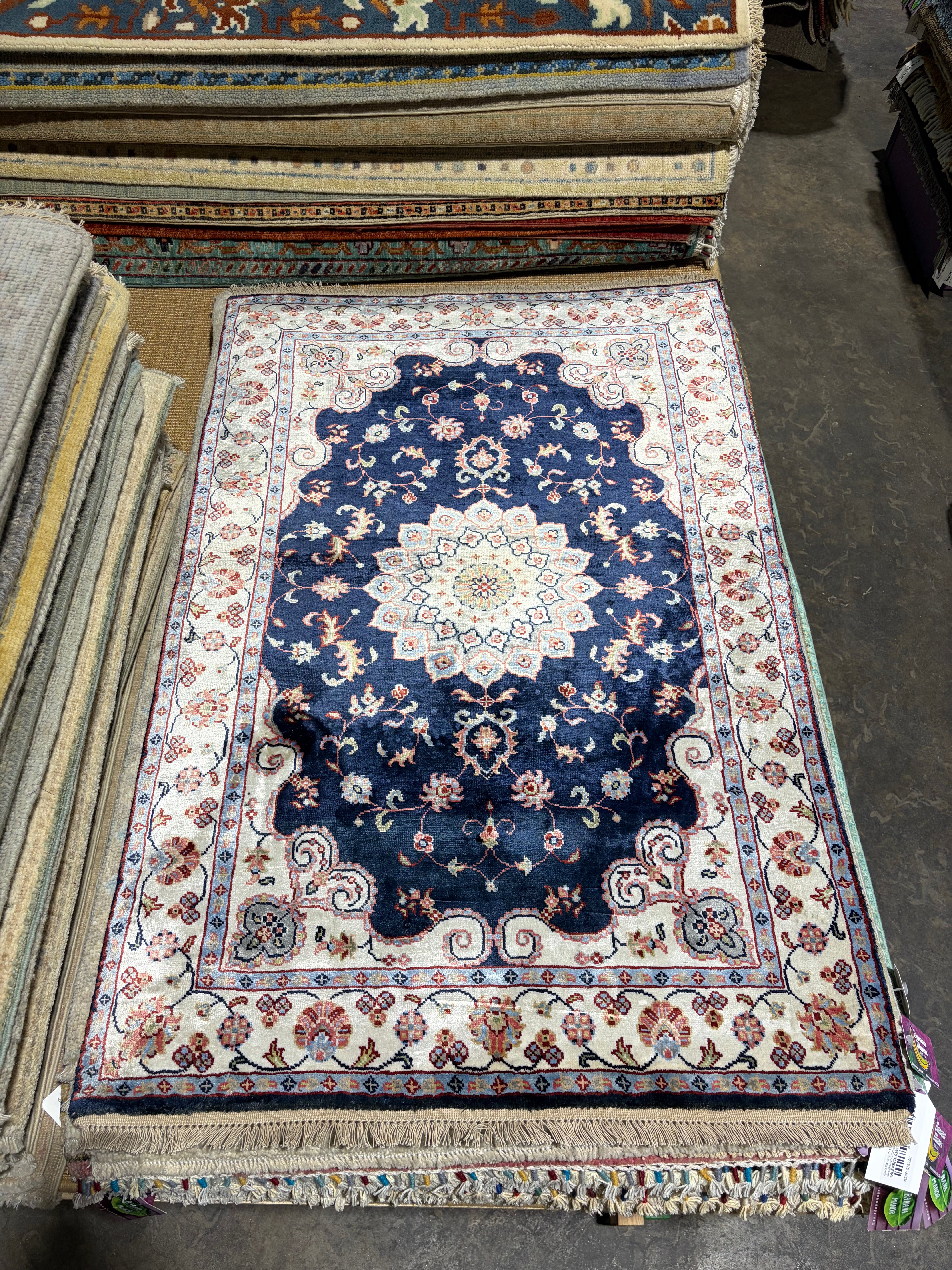 Sarah Gable 2.6x4 Blue Hand-Knotted Oushak Rug