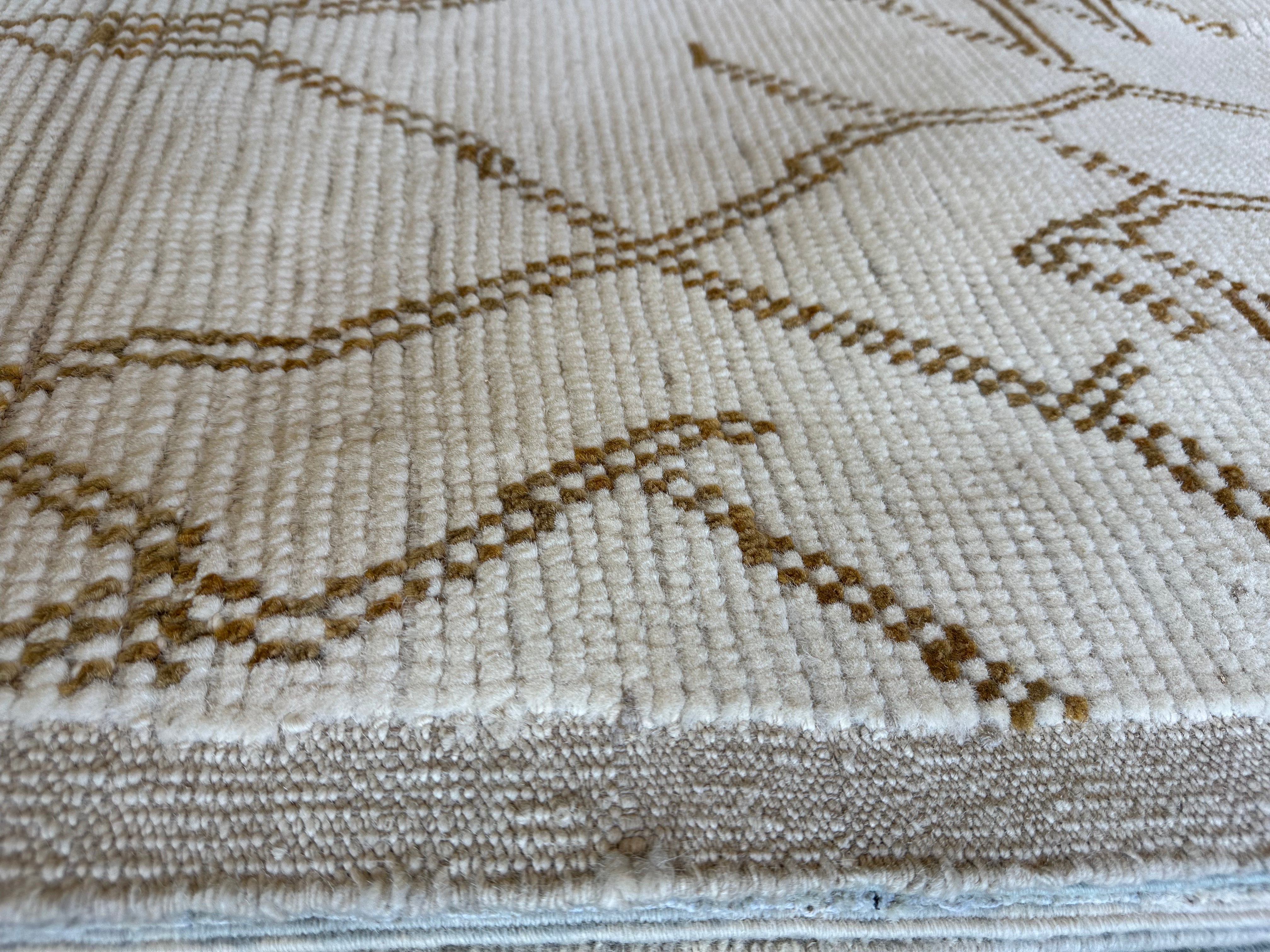 Dom Gabriel 8x8.2 Cream Hand-Knotted Afghani Moroccan Style Rug