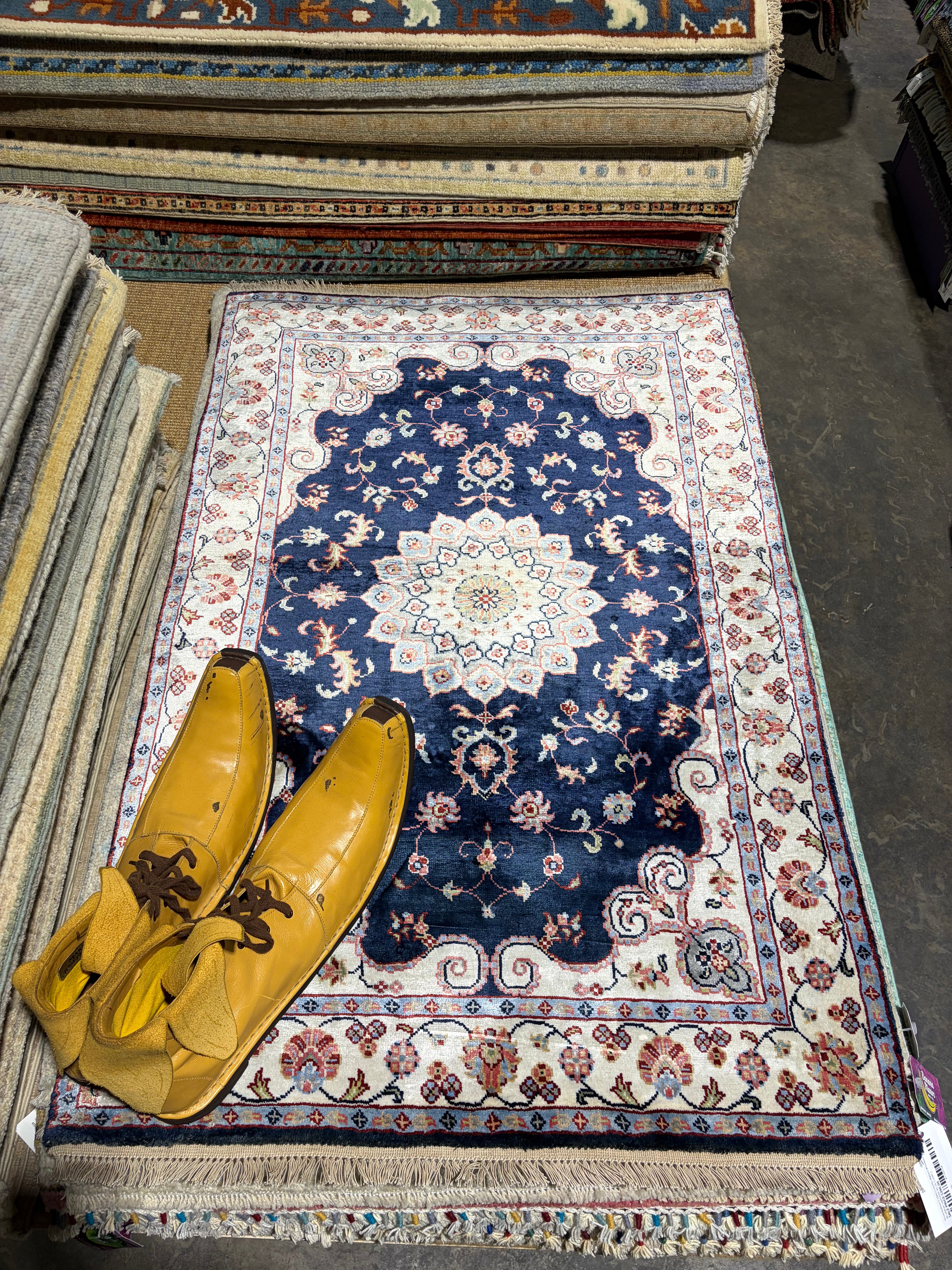 Sarah Gable 2.6x4 Blue Hand-Knotted Oushak Rug
