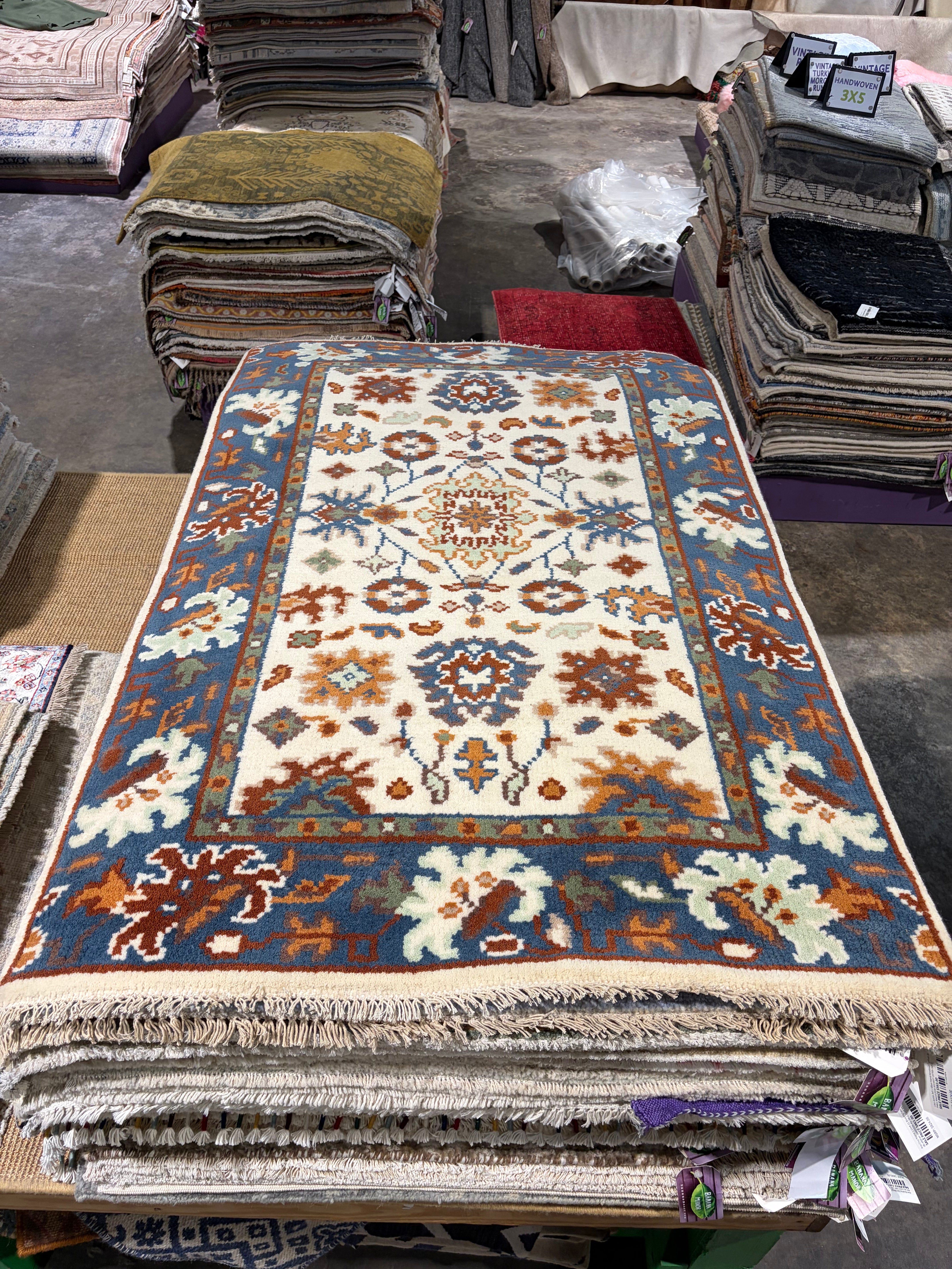 Loretta Joney 3x5 Blue Hand-Knotted Oushak Rug
