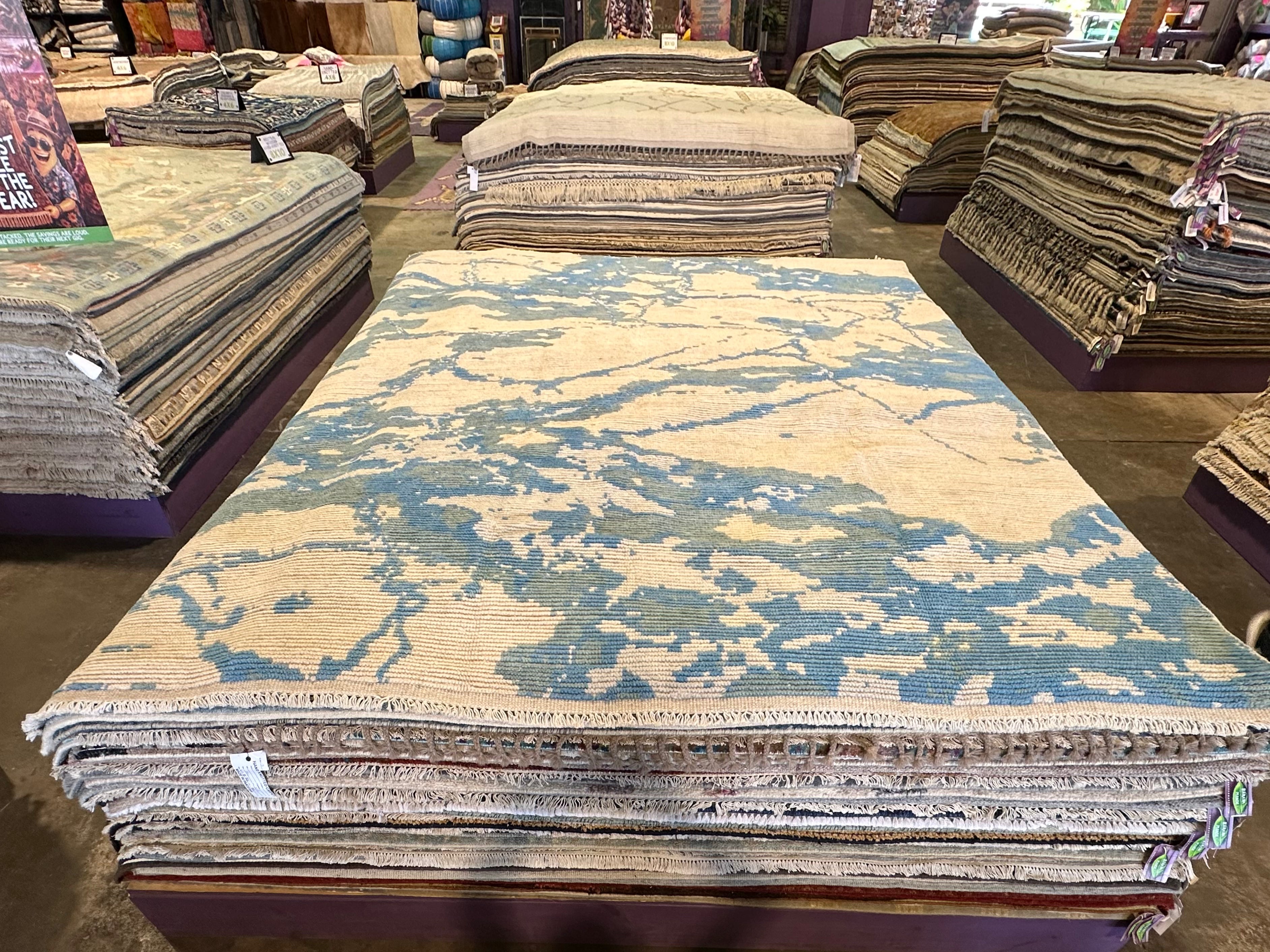 Brad Hales 8.3x9.8 Blue Hand-Knotted Afghani Moroccan Style Rug
