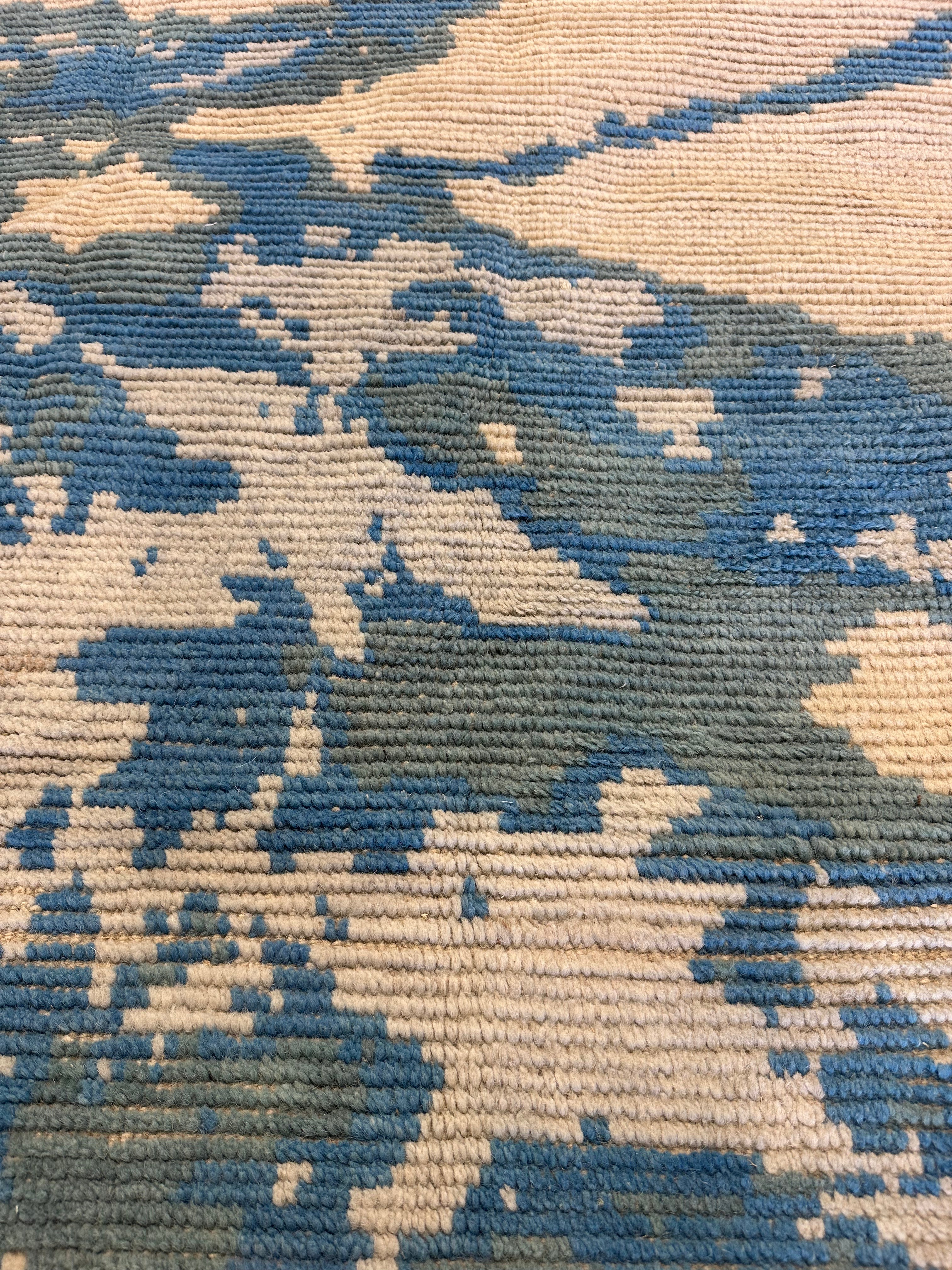 Brad Hales 8.3x9.8 Blue Hand-Knotted Afghani Moroccan Style Rug