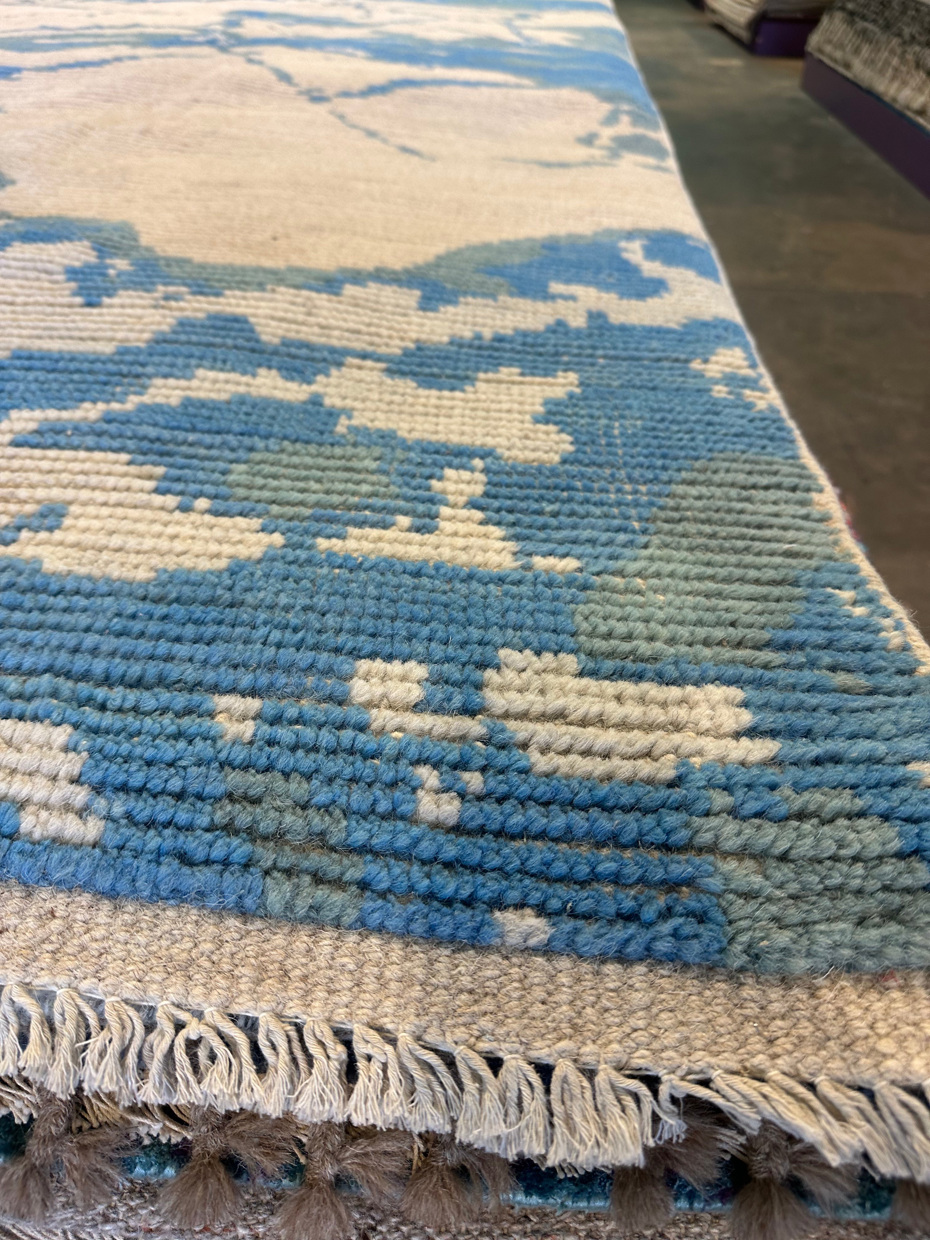 Brad Hales 8.3x9.8 Blue Hand-Knotted Afghani Moroccan Style Rug