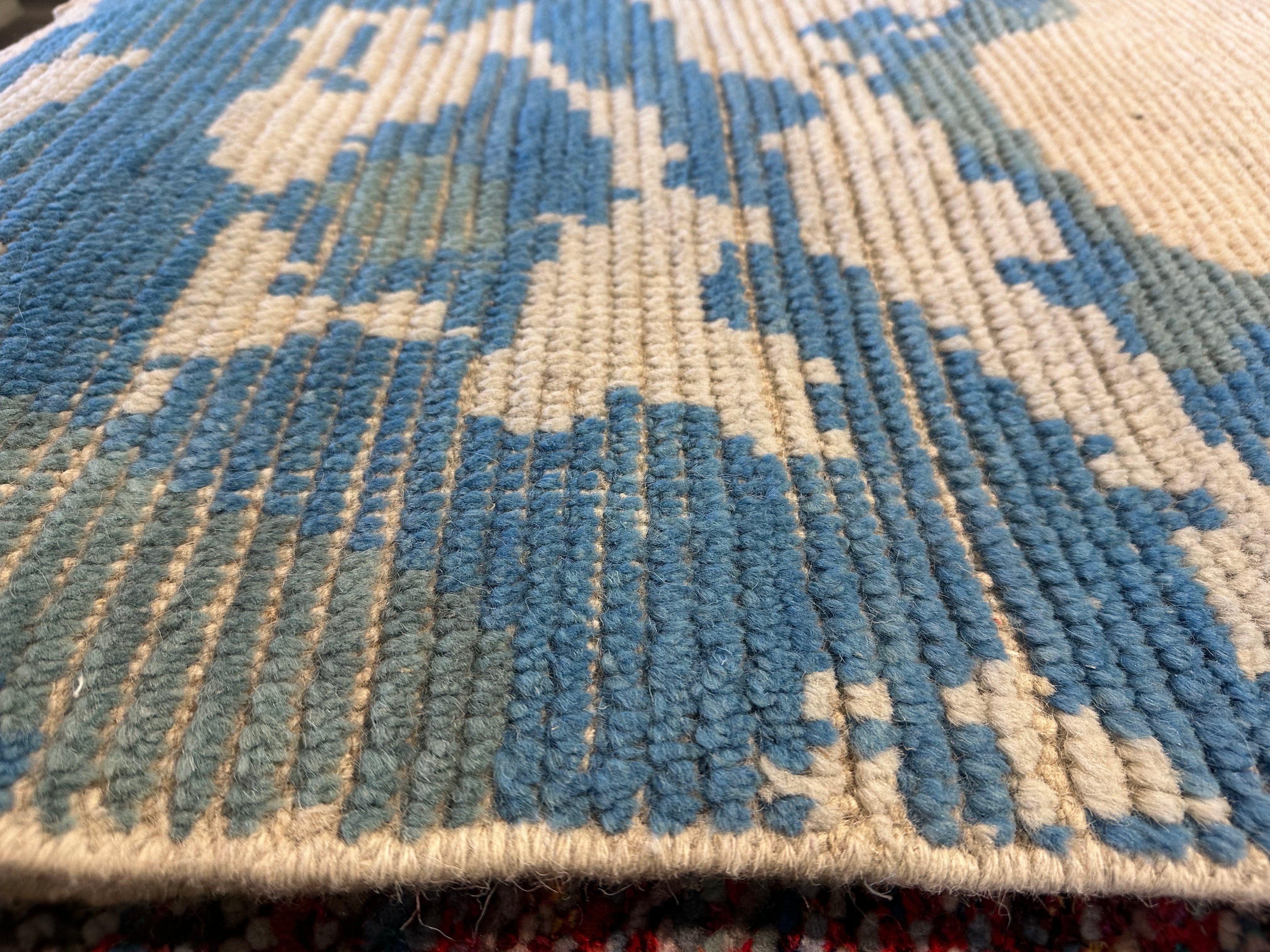 Brad Hales 8.3x9.8 Blue Hand-Knotted Afghani Moroccan Style Rug