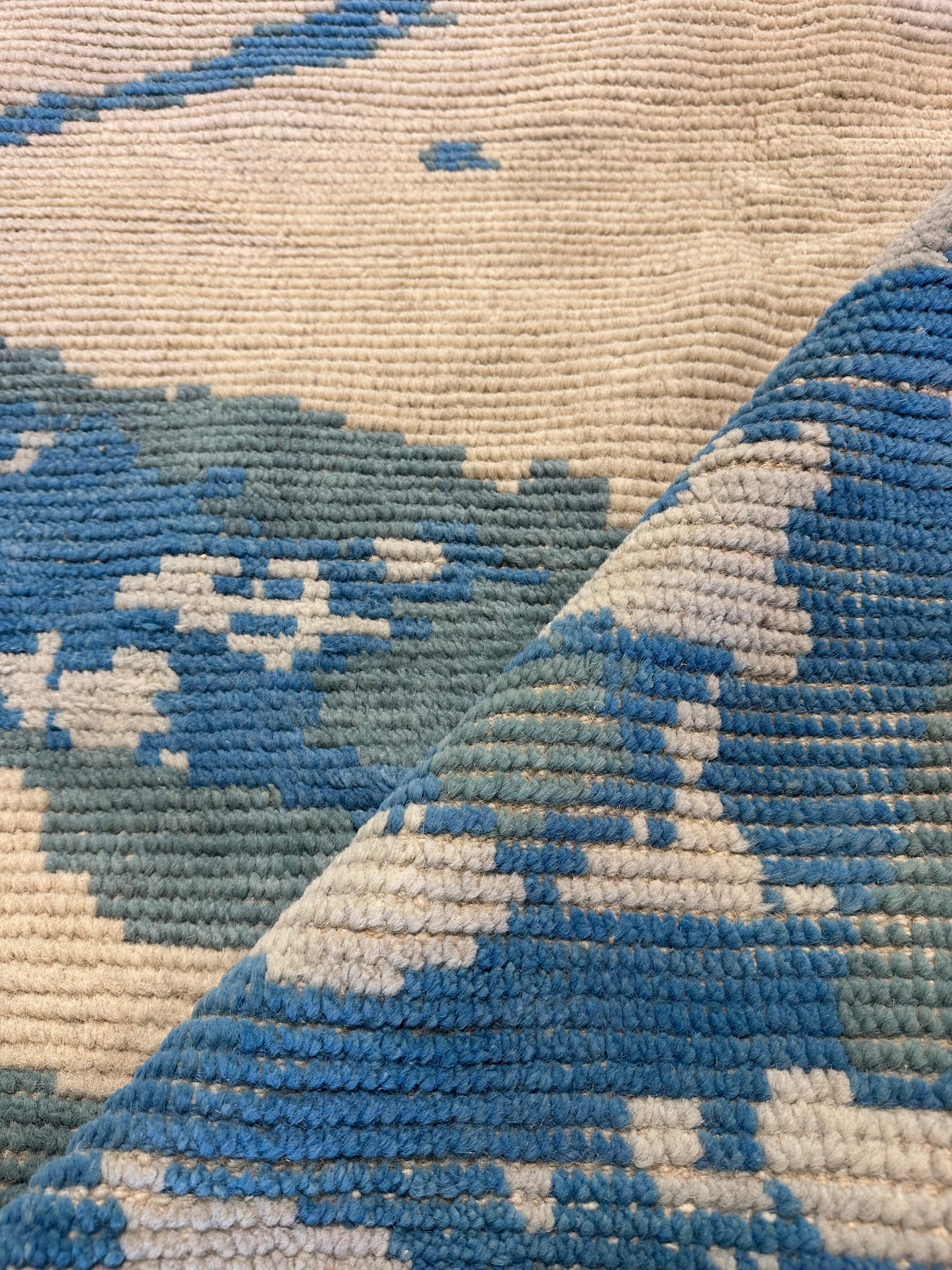 Brad Hales 8.3x9.8 Blue Hand-Knotted Afghani Moroccan Style Rug