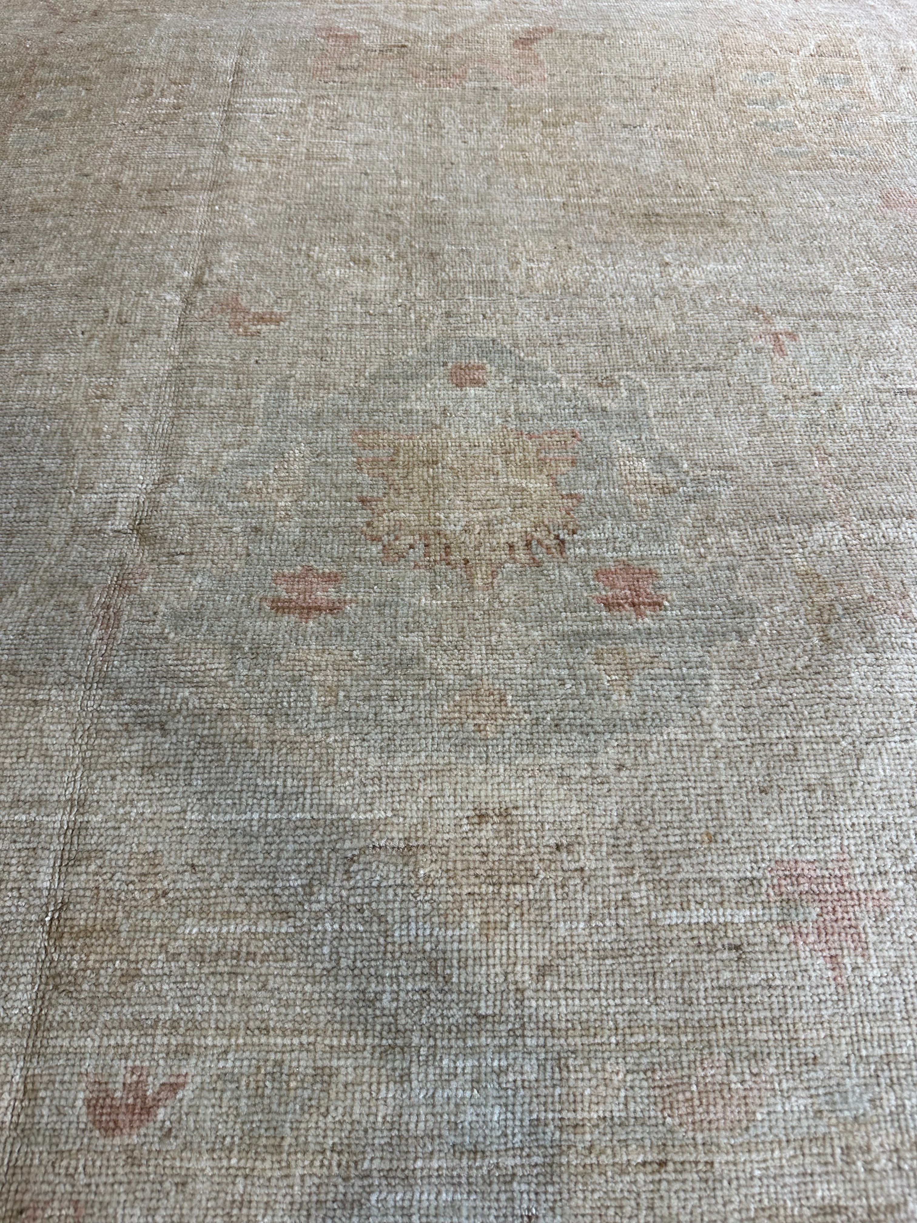 Trinity Grace Brown 10.2x14.1 Beige Whitewashed Hand-Knotted Oushak