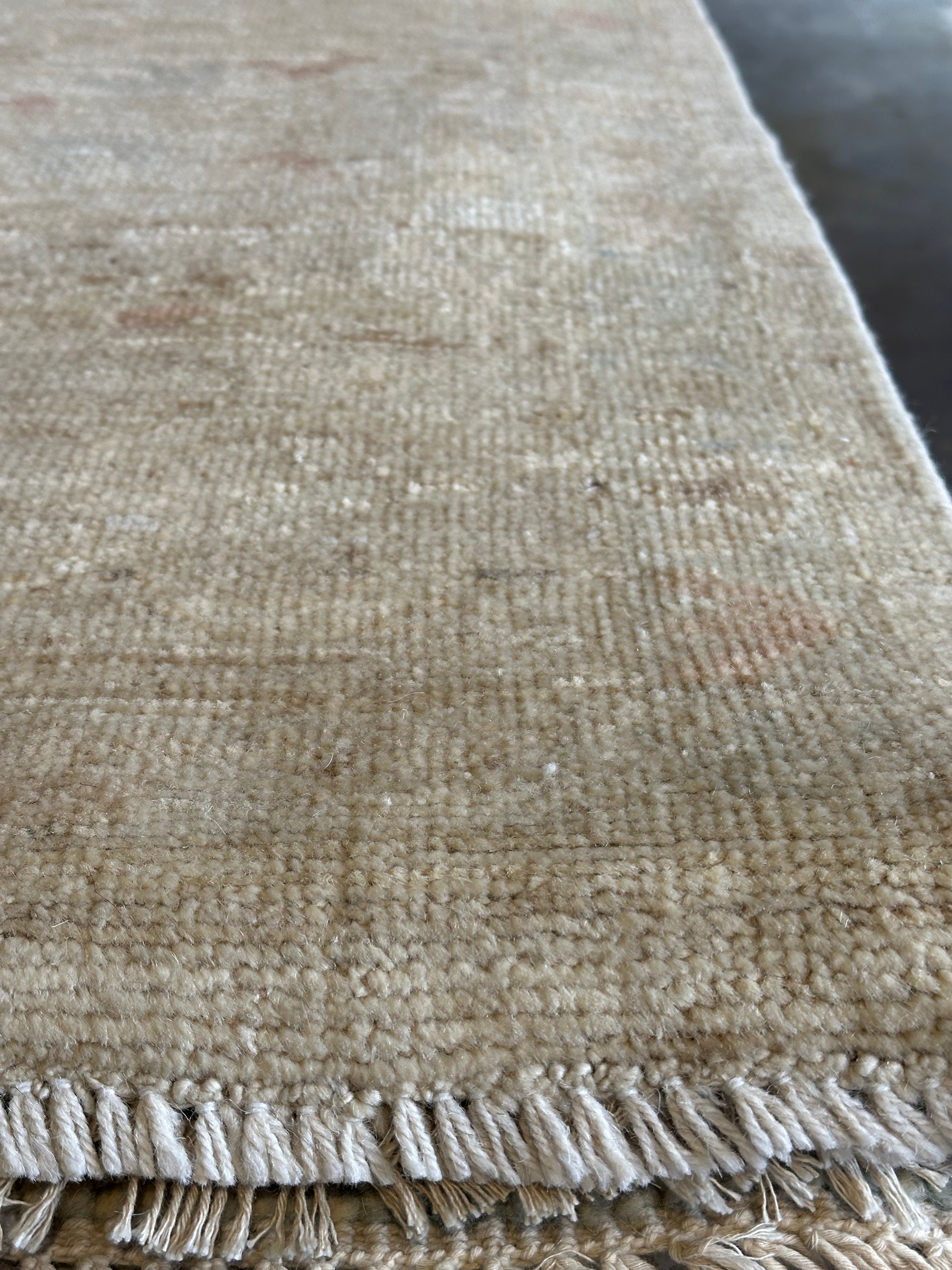 Trinity Grace Brown 10.2x14.1 Beige Whitewashed Hand-Knotted Oushak