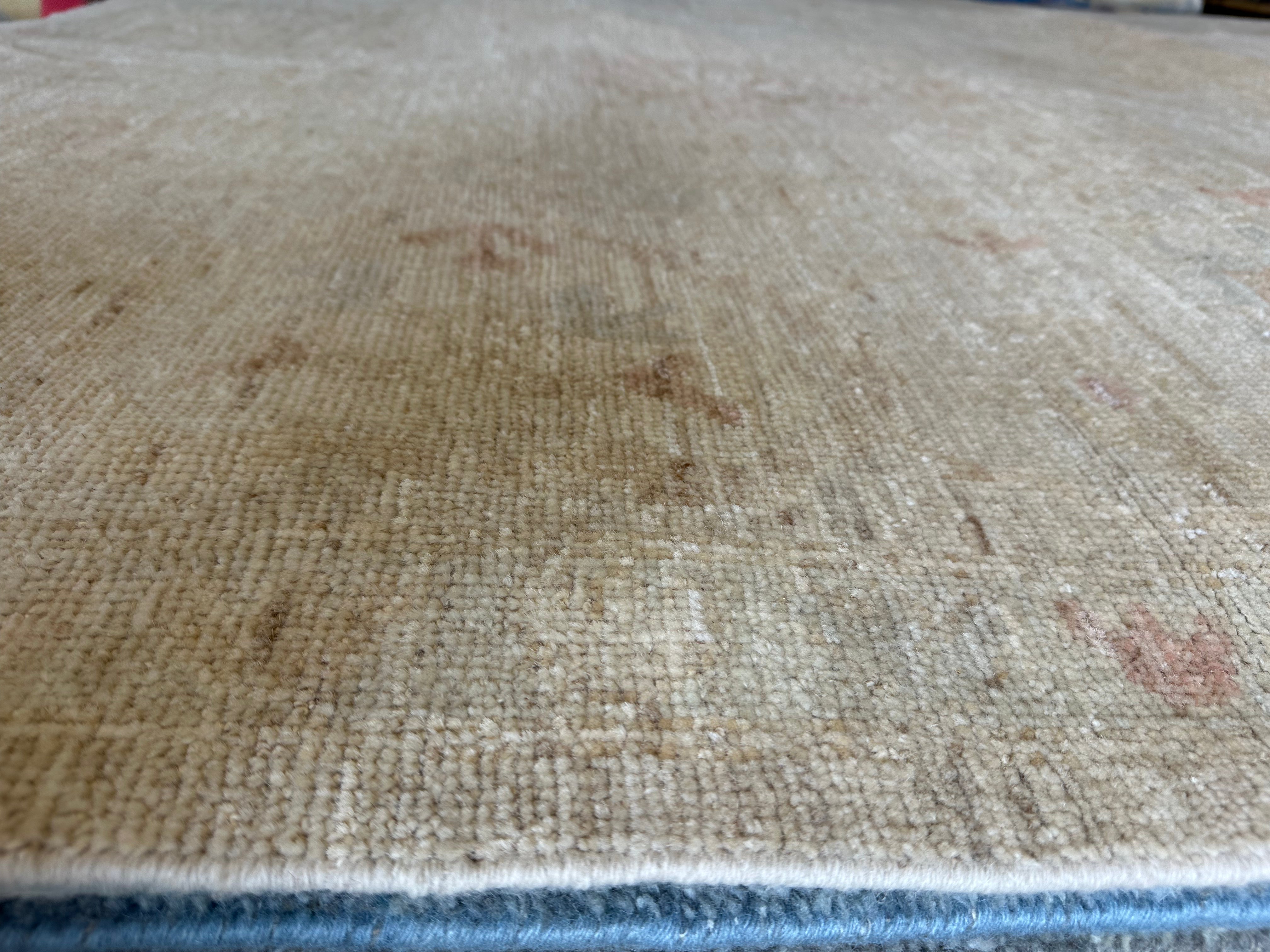 Trinity Grace Brown 10.2x14.1 Beige Whitewashed Hand-Knotted Oushak