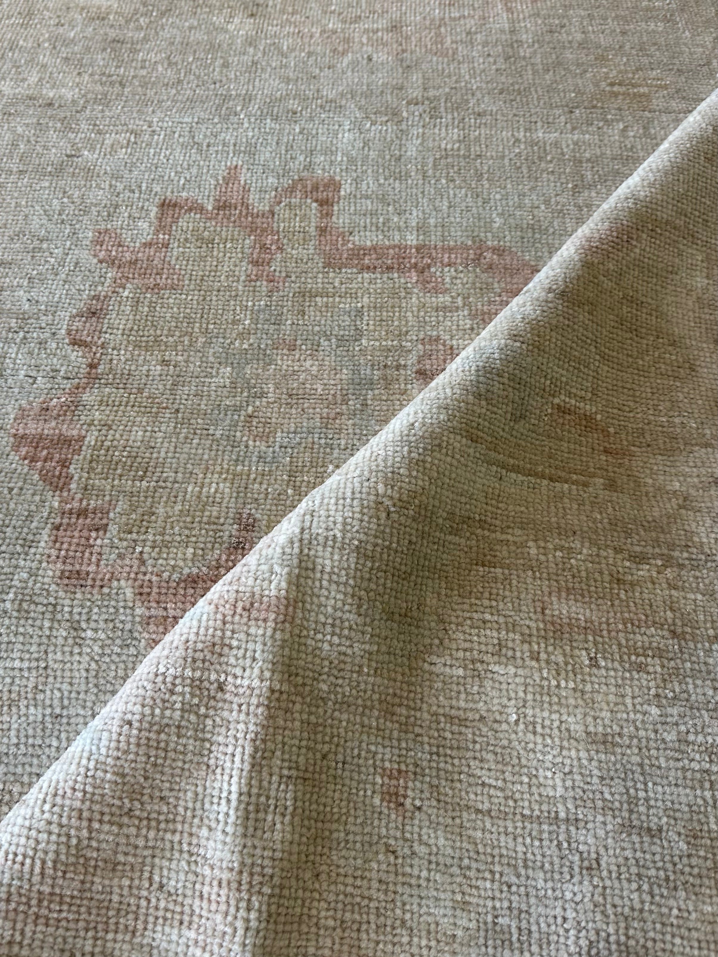 Trinity Grace Brown 10.2x14.1 Beige Whitewashed Hand-Knotted Oushak