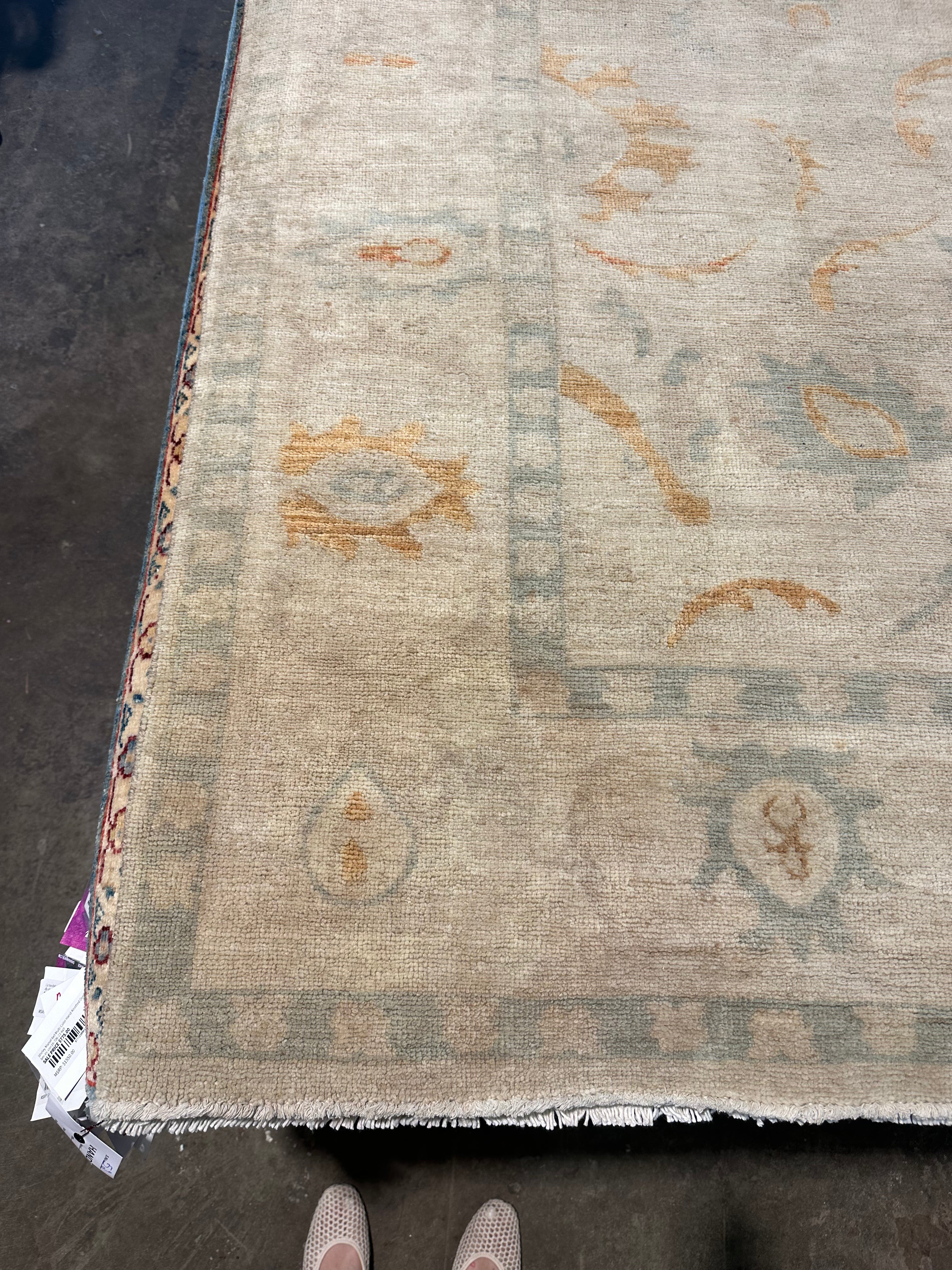 Gabrielle Shaw 6.1x9.1 Beige Whitewashed Hand-Knotted Oushak
