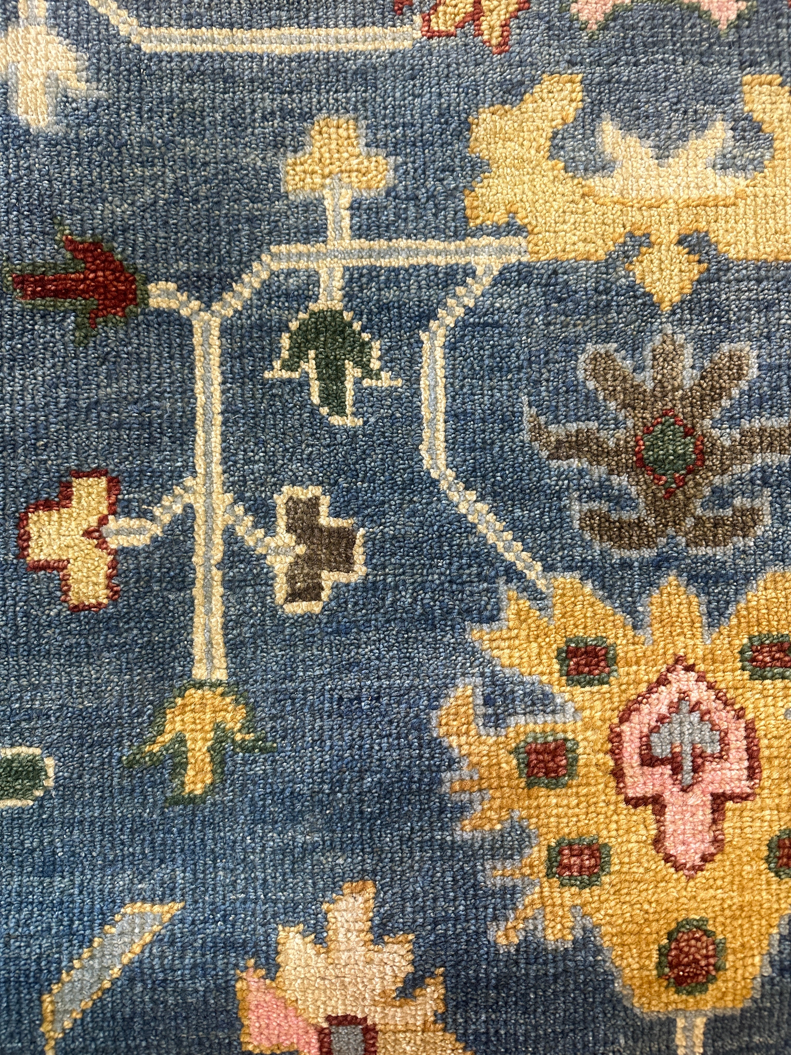 Mimi McMakin Blue Hand-Knotted Oushak Rug 9x12