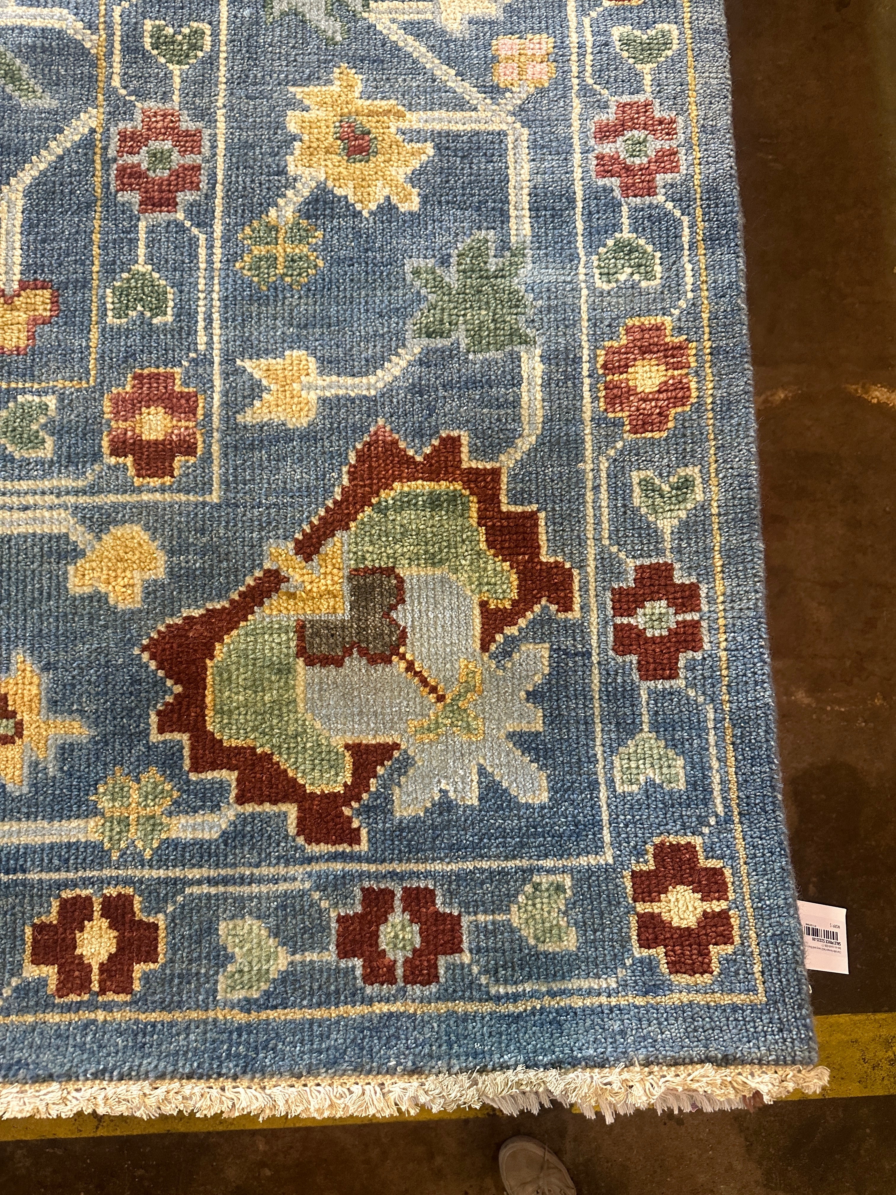 Mimi McMakin Blue Hand-Knotted Oushak Rug 9x12