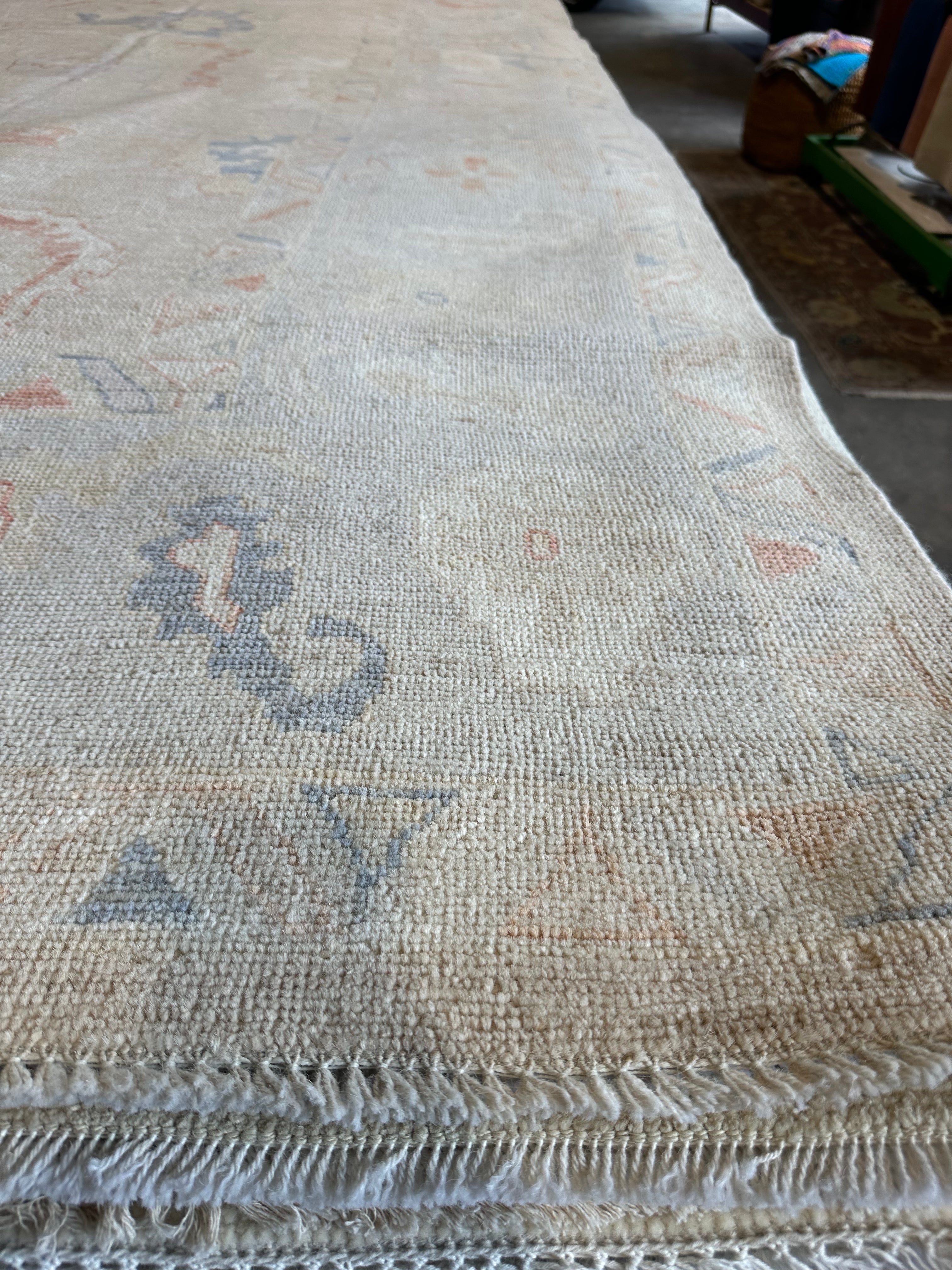 Alexandra MacLean 8.11x11.8 Blue Whitewashed Hand-Knotted Oushak