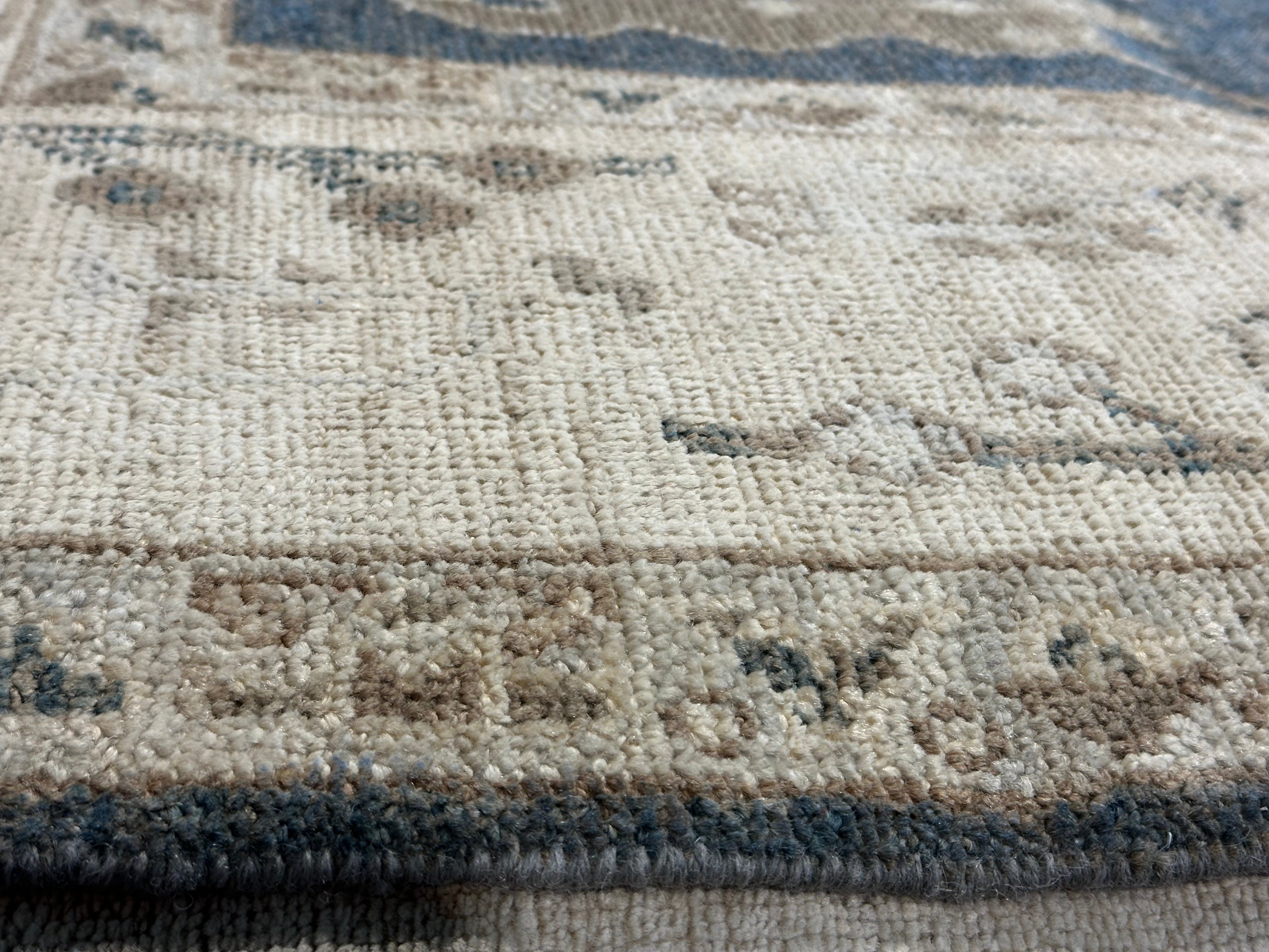 Tamara Fifield 5.10x9 Gray Whitewashed Hand-Knotted Oushak