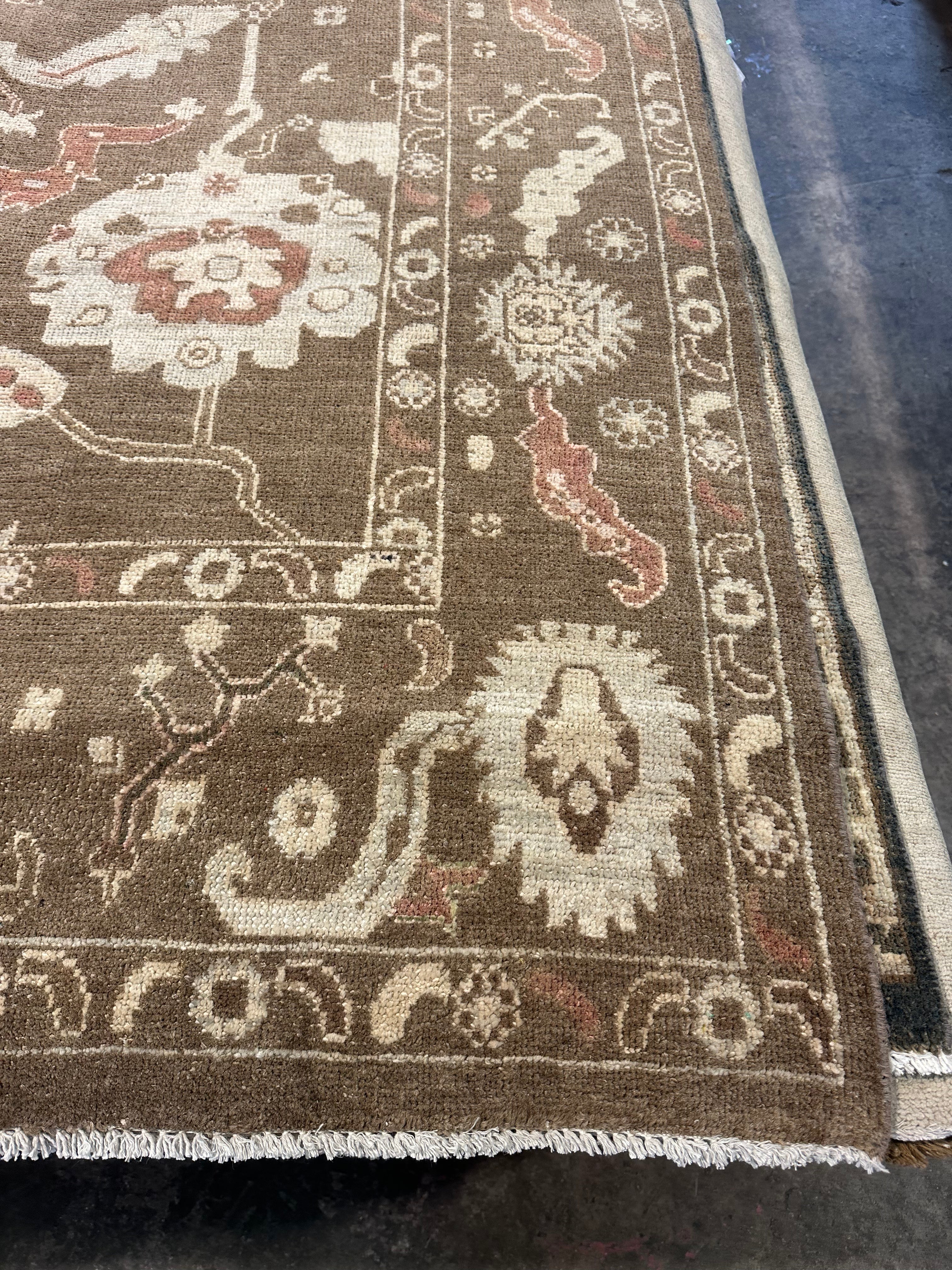 Mallory Amirault 5.9x8.10 Brown Whitewashed Hand-Knotted Oushak