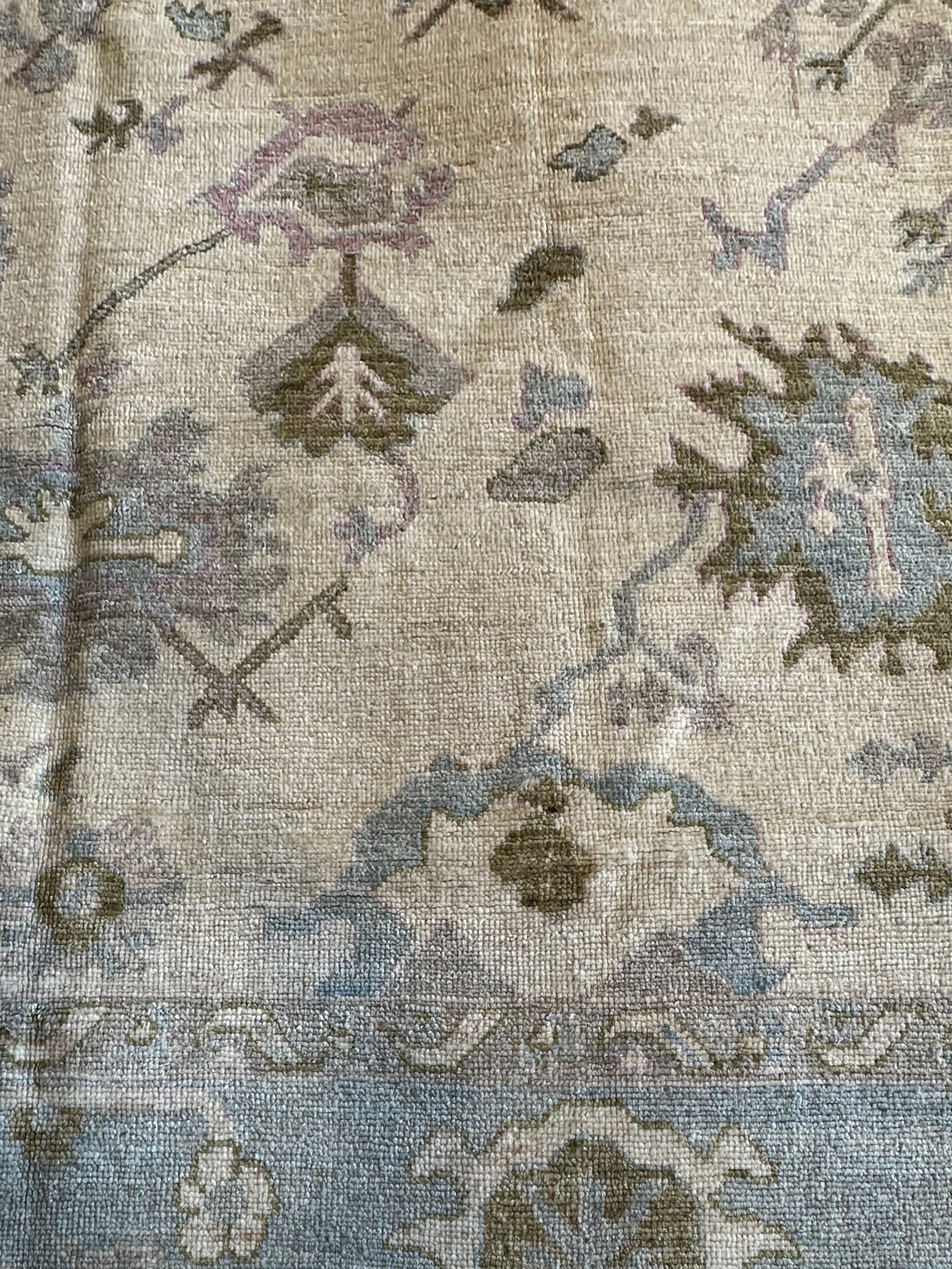 Sara Myers 9x12 Blue Whitewashed Hand-Knotted Oushak