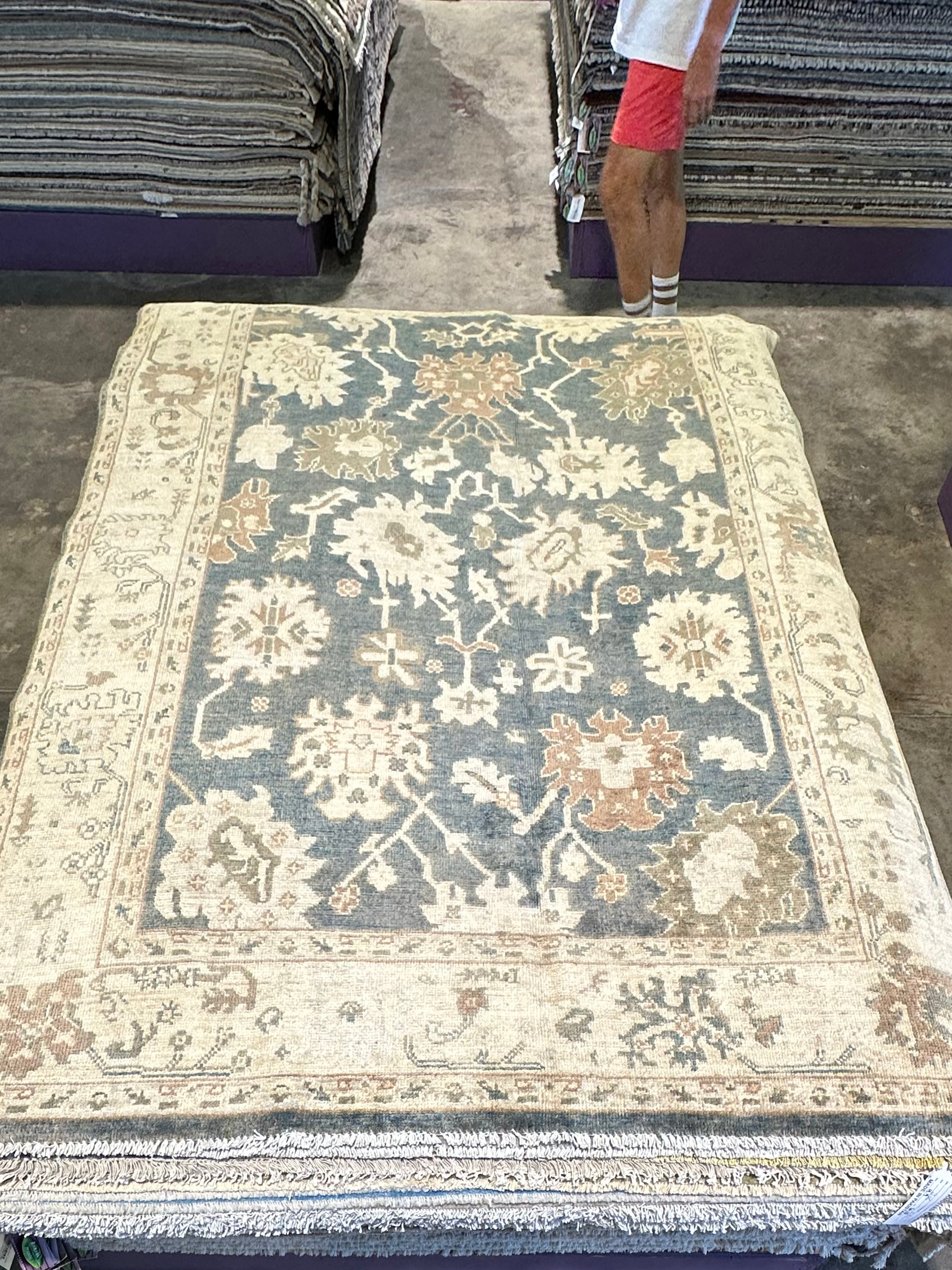 Mari 5.4x7.5 Blue Whitewashed Hand-Knotted Oushak