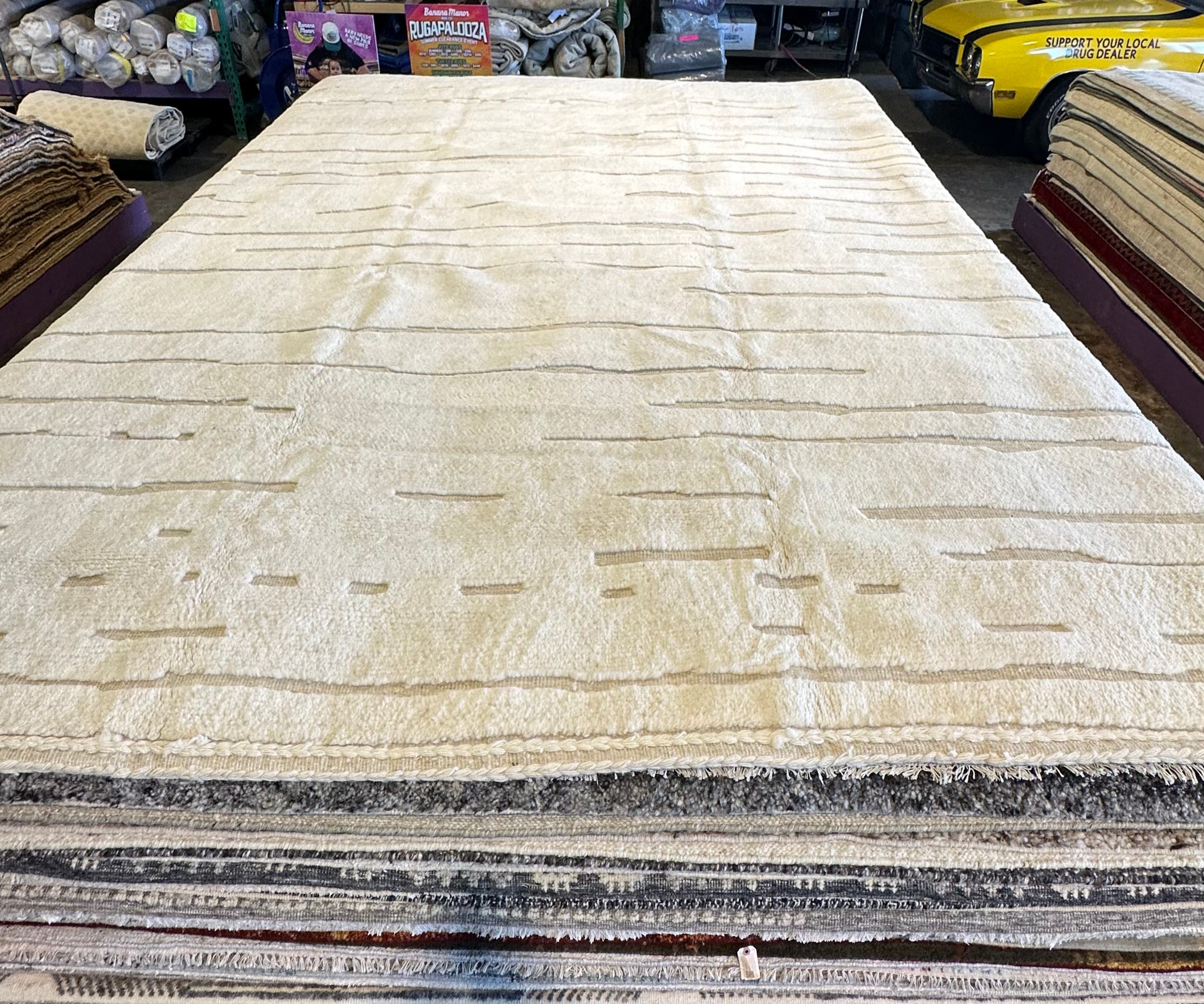 Kris Layden 10x13.11 Cream Hand-Knotted Afghani Moroccan Style Rug