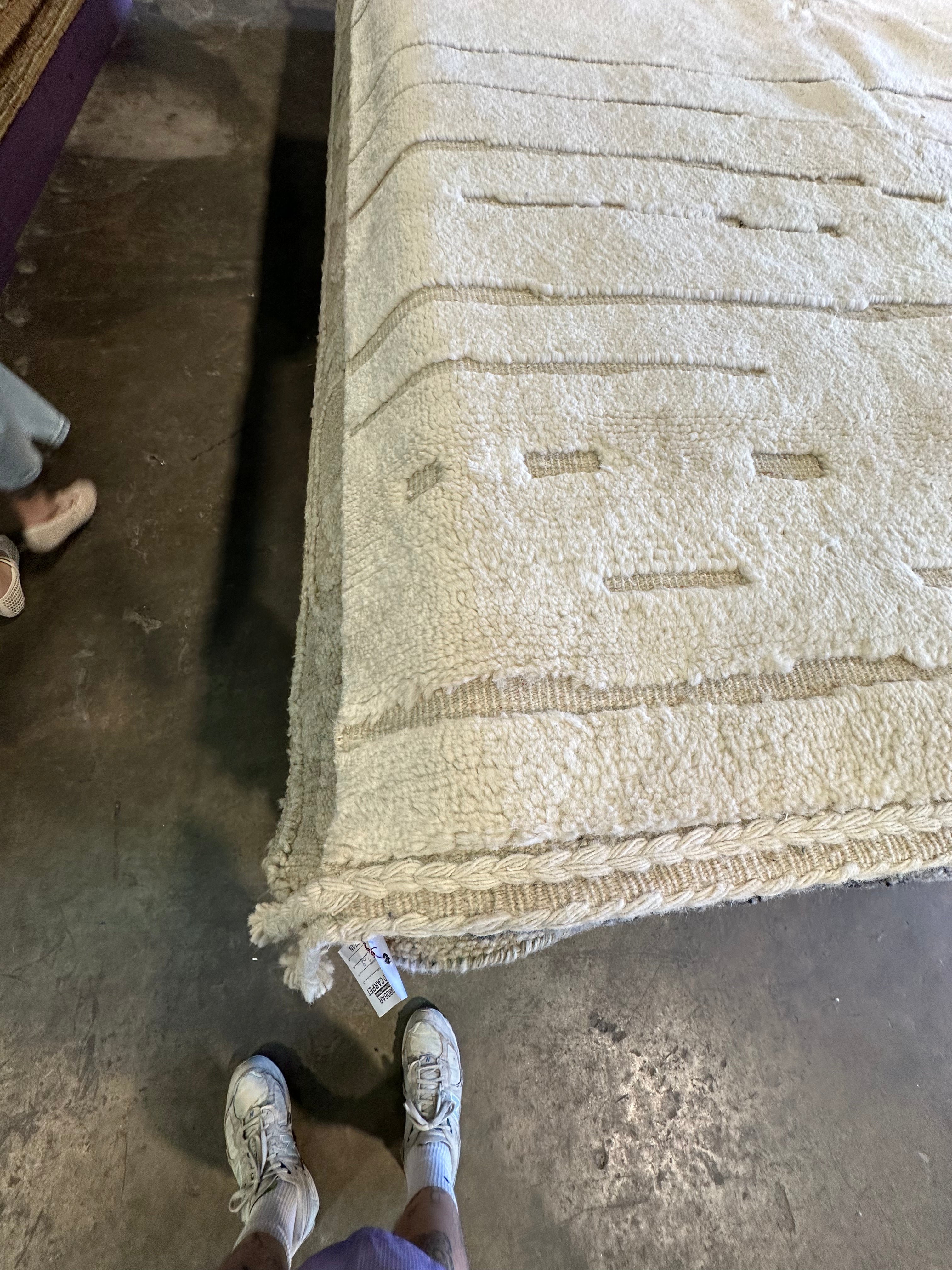 Kris Layden 10x13.11 Cream Hand-Knotted Afghani Moroccan Style Rug